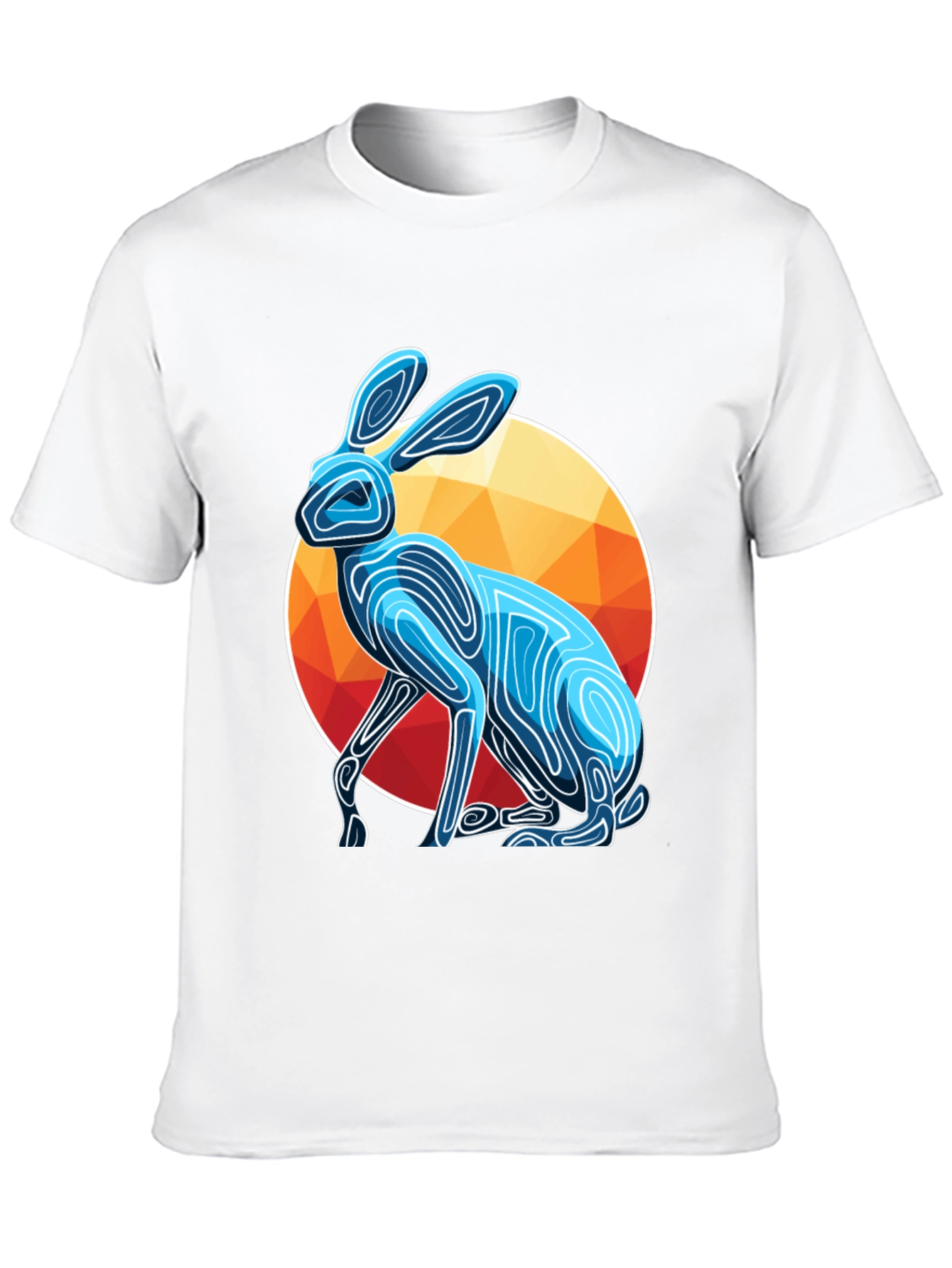 Geometric Rabbit Graphic Tee - Modern Art Shirt
