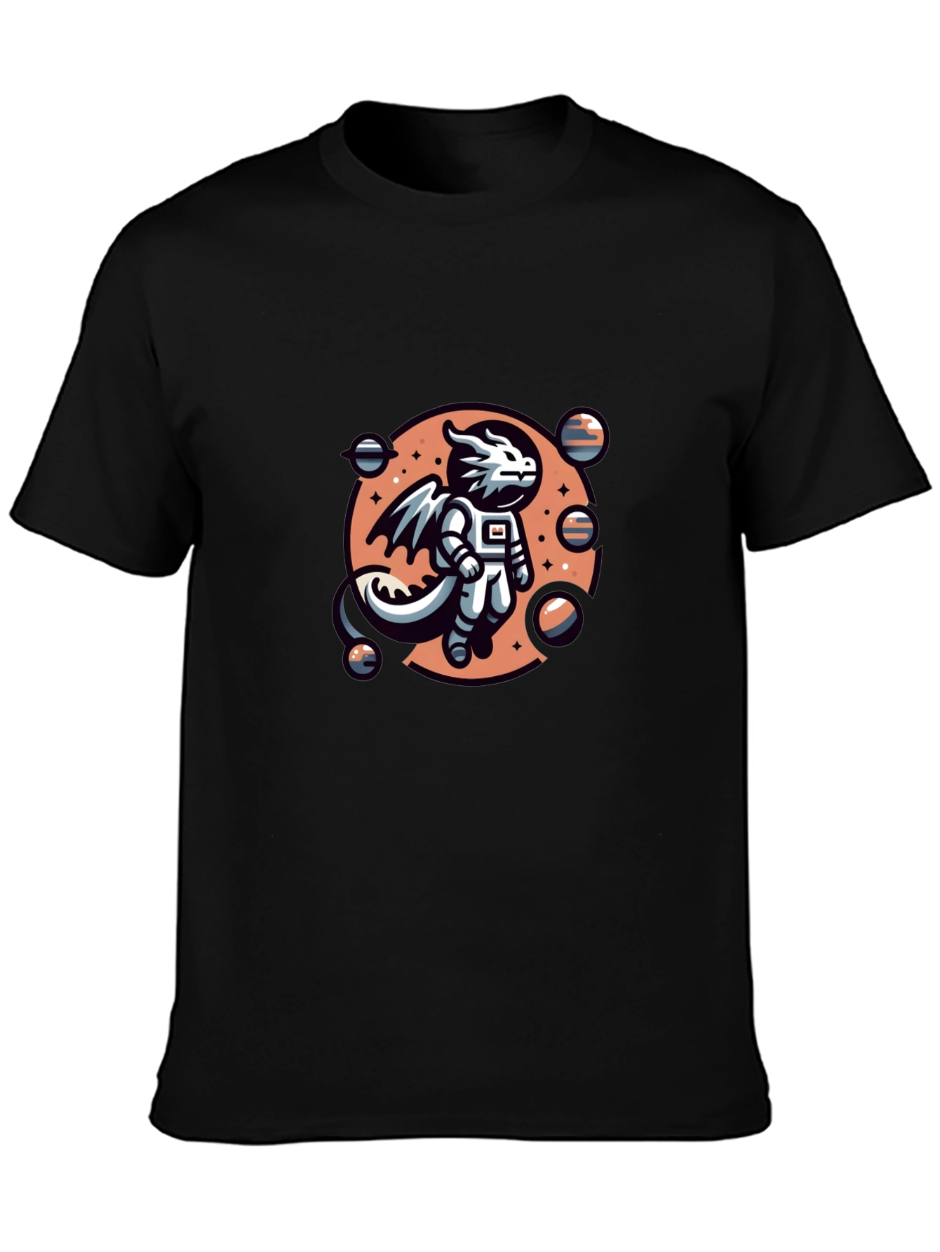 Astronaut Dragon Black T-Shirt