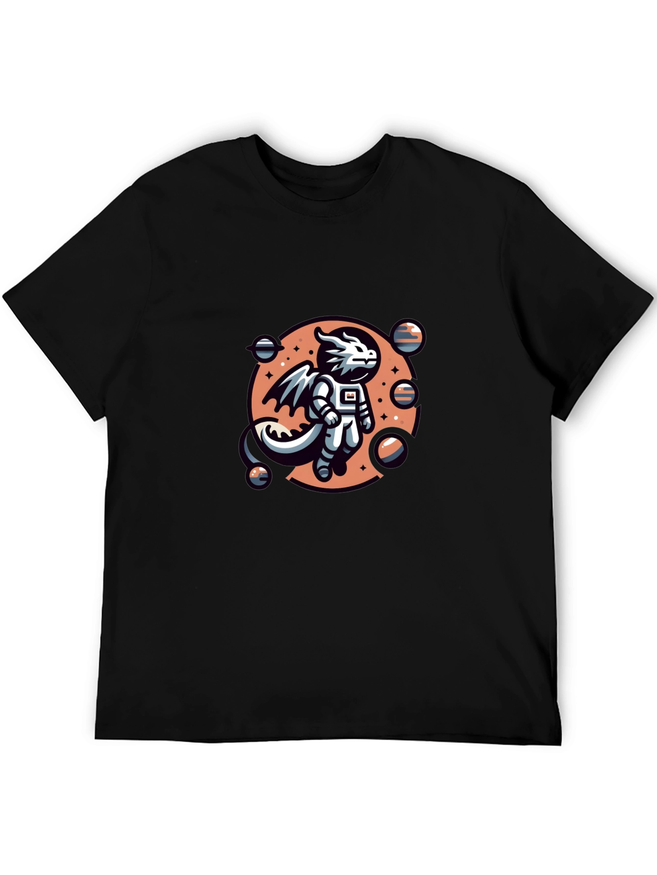 Astronaut Dragon Black T-Shirt