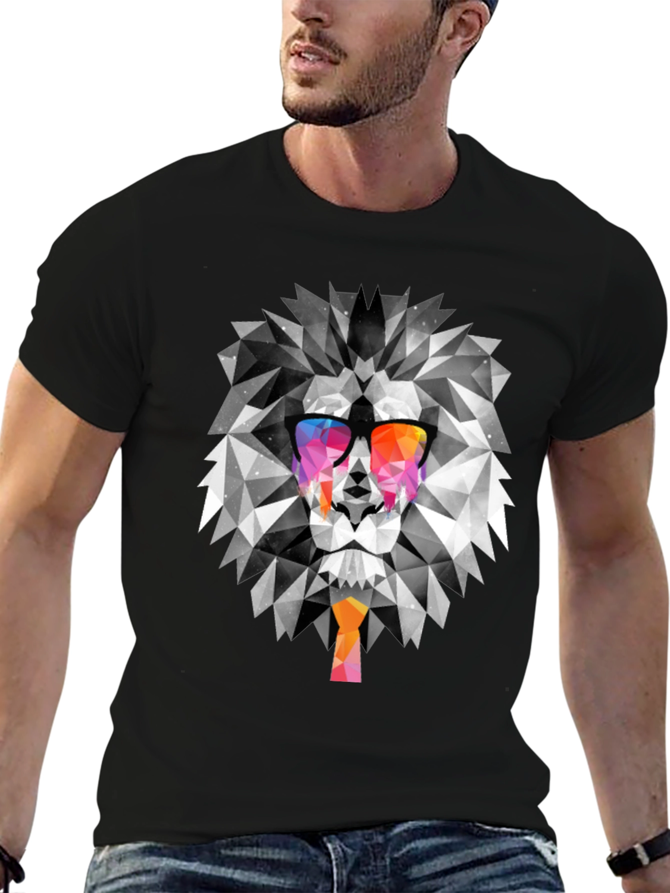 Geometric Lion Graphic Tee - Cool & Trendy
