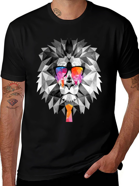 Geometric Lion Graphic Tee - Cool & Trendy