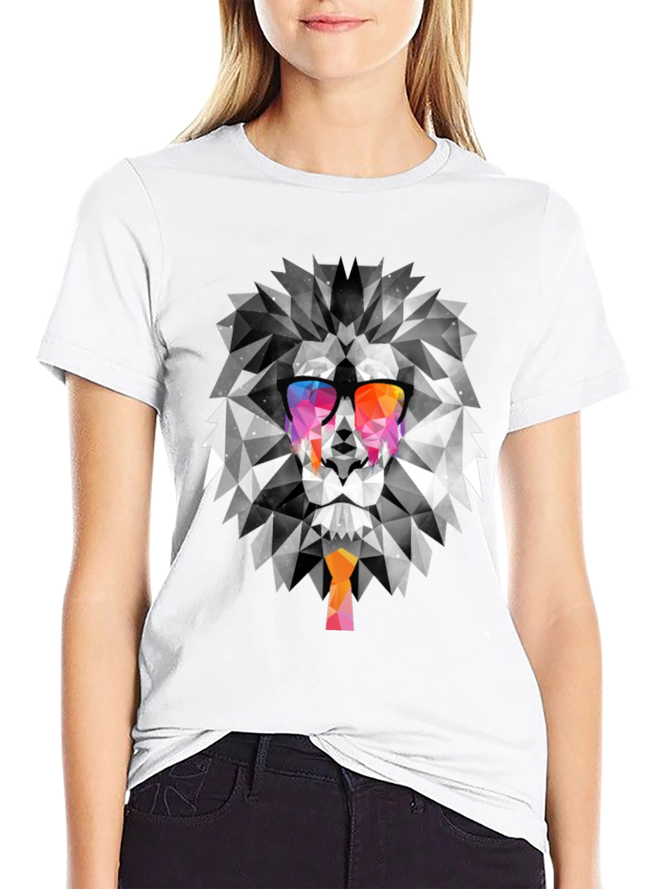 Geometric Lion Graphic Tee - Cool & Trendy