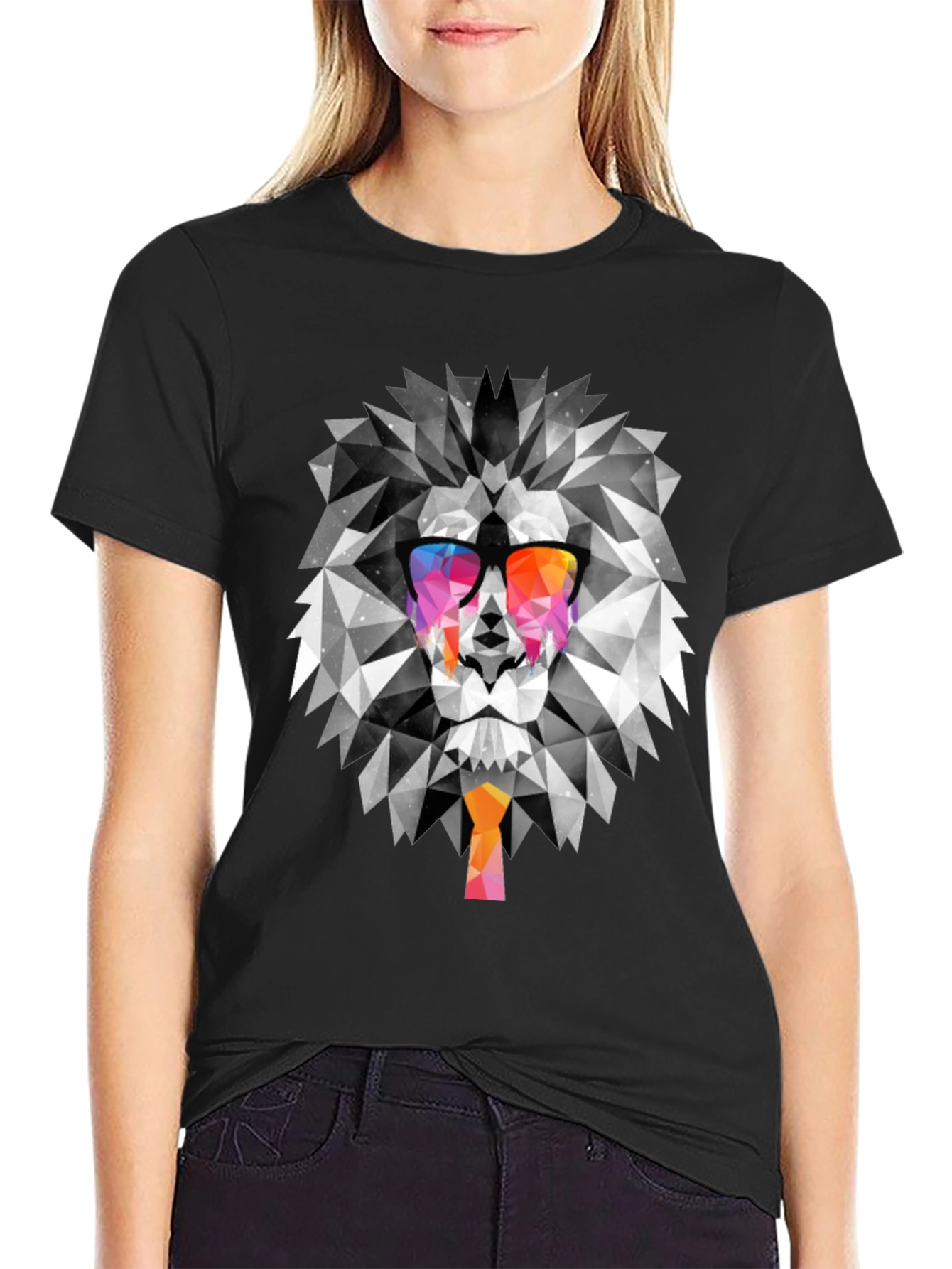 Geometric Lion Graphic Tee - Cool & Trendy