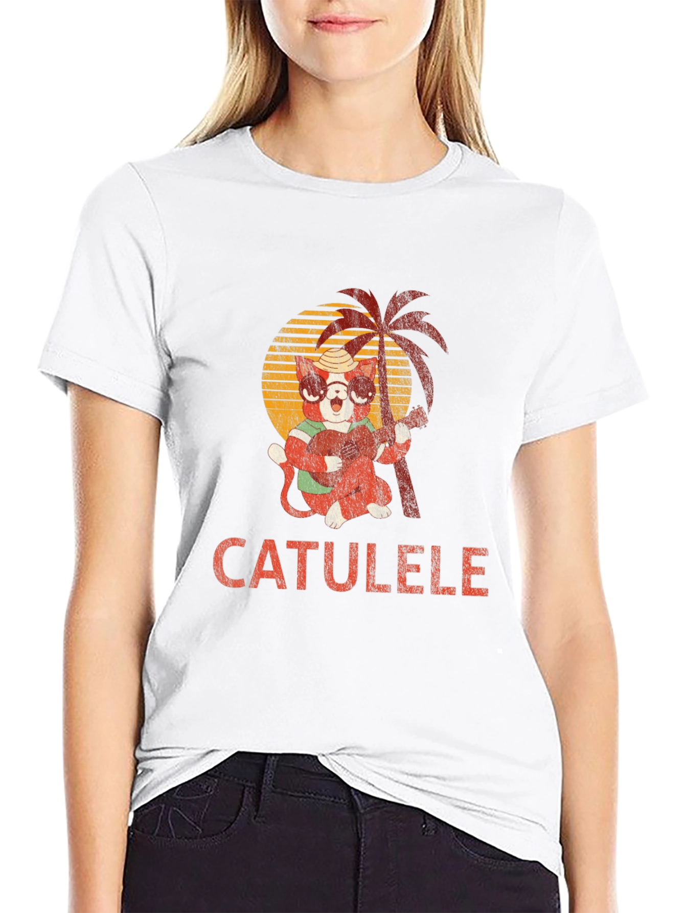 Catulele T-Shirt - Hawaiian Cat Playing Ukulele Tee