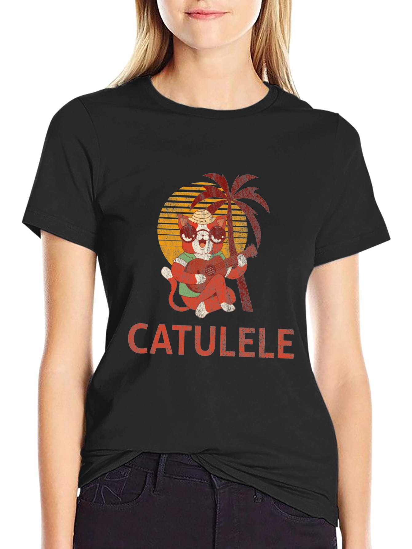 Catulele T-Shirt - Hawaiian Cat Playing Ukulele Tee