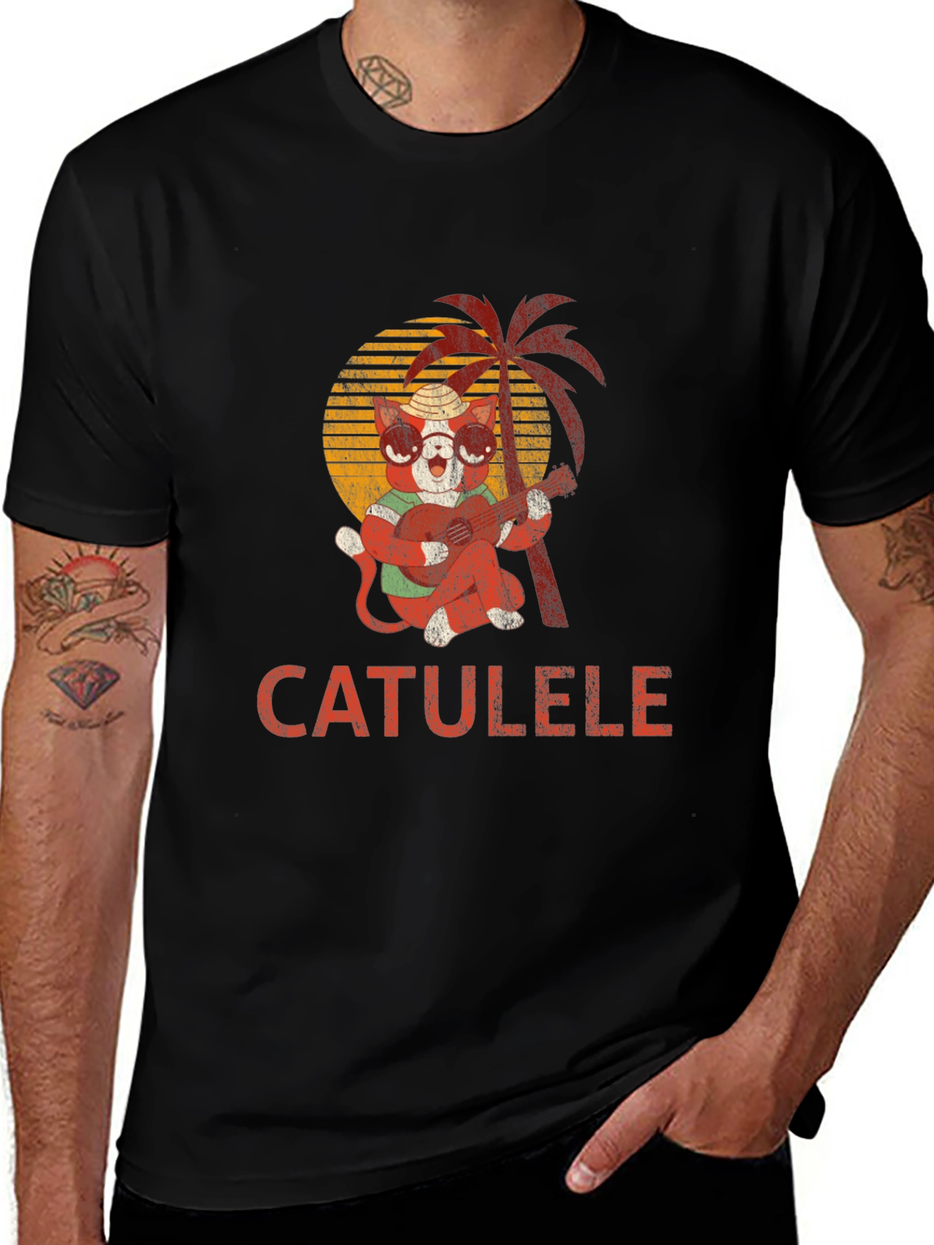 Catulele T-Shirt - Hawaiian Cat Playing Ukulele Tee