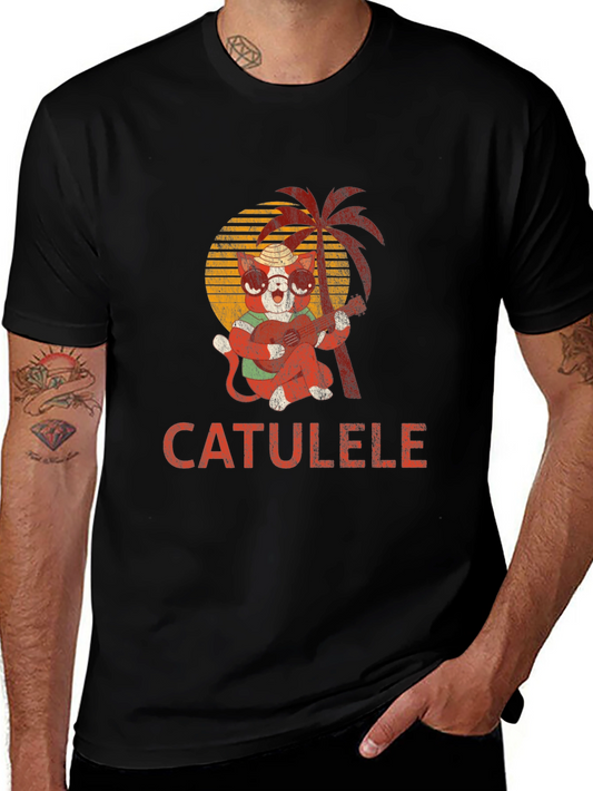 Catulele T-Shirt - Hawaiian Cat Playing Ukulele Tee