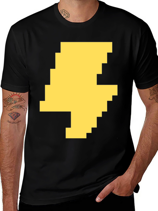 Pixelated Lightning Bolt Graphic Tee - Black