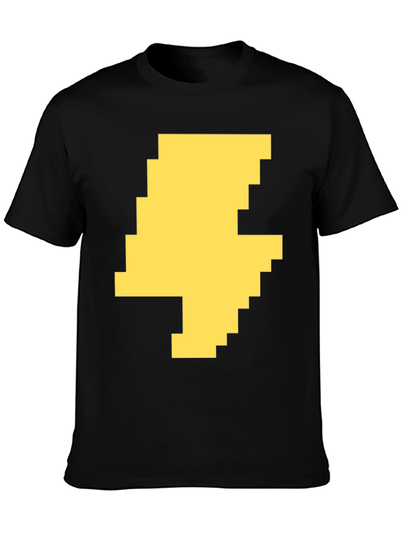 Pixelated Lightning Bolt Graphic Tee - Black
