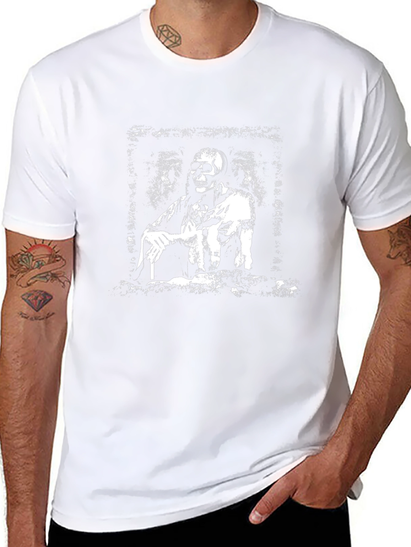 Grim Reaper Black T-Shirt - Edgy Skeleton Design