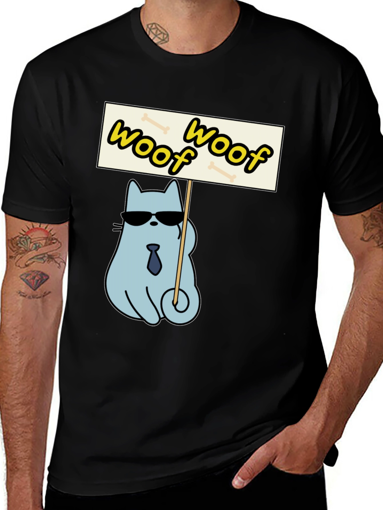 Woof Woof Protest Cat T-Shirt