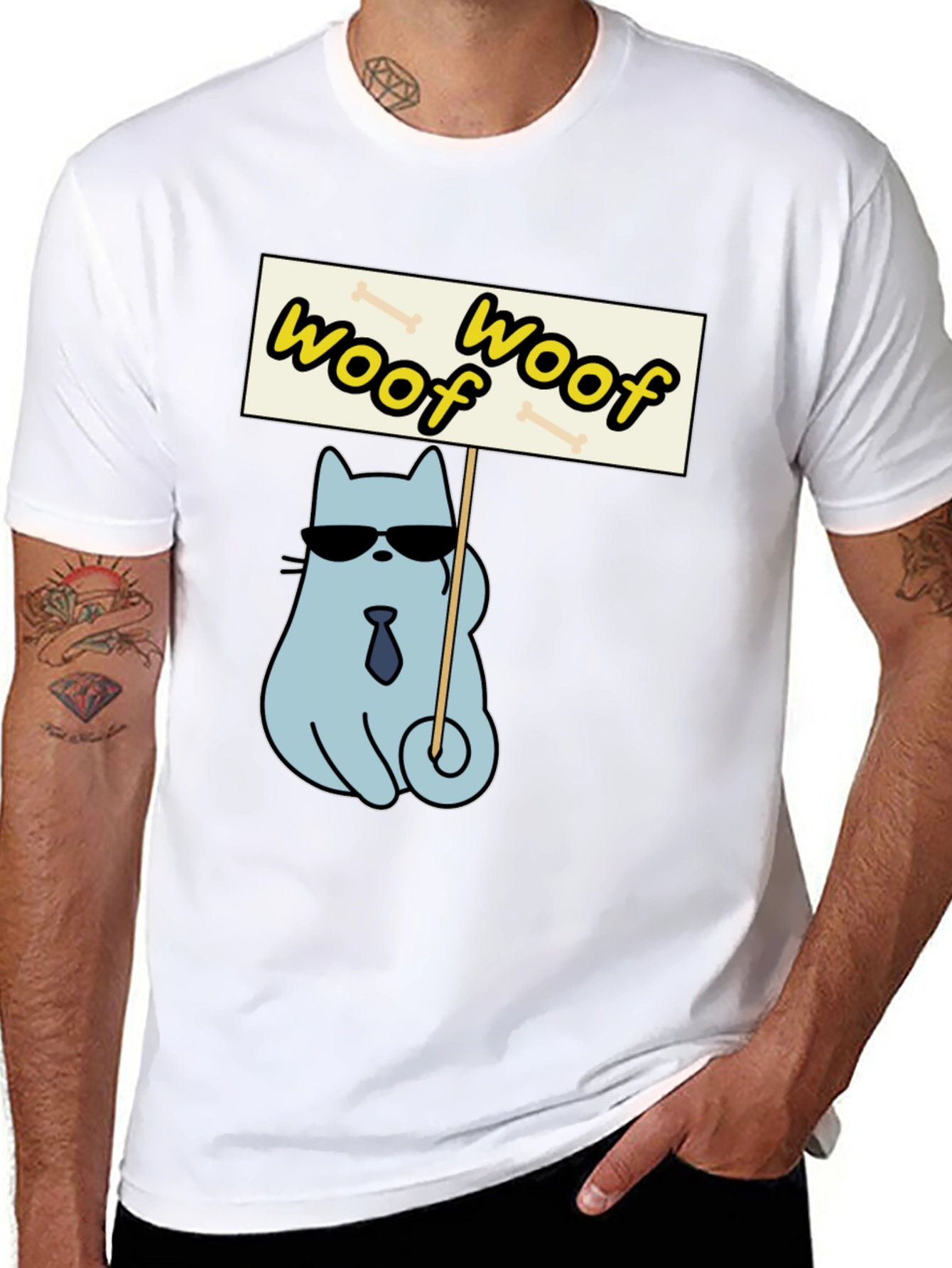 Woof Woof Protest Cat T-Shirt