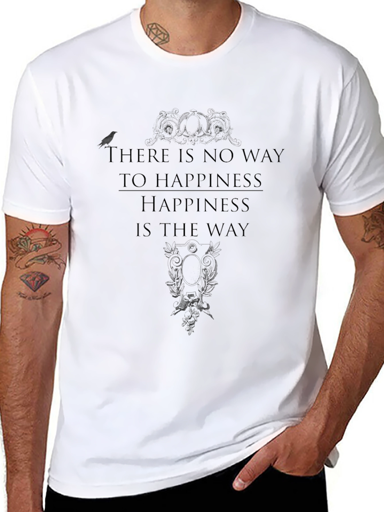 Happiness is the Way T-Shirt - Black Graphic Tee