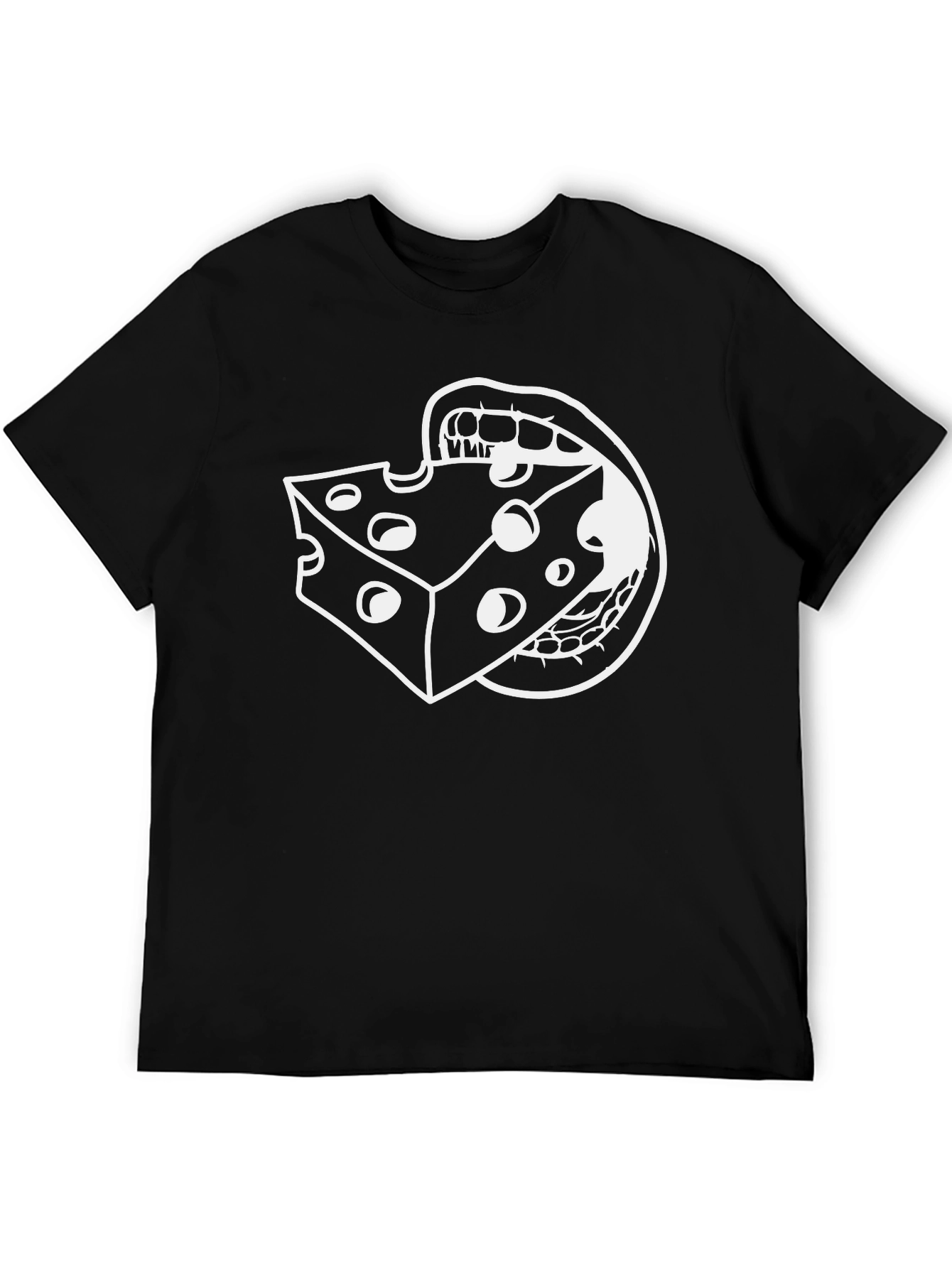 Cheesy Bite Graphic Tee - Black Cotton Blend T-Shirt