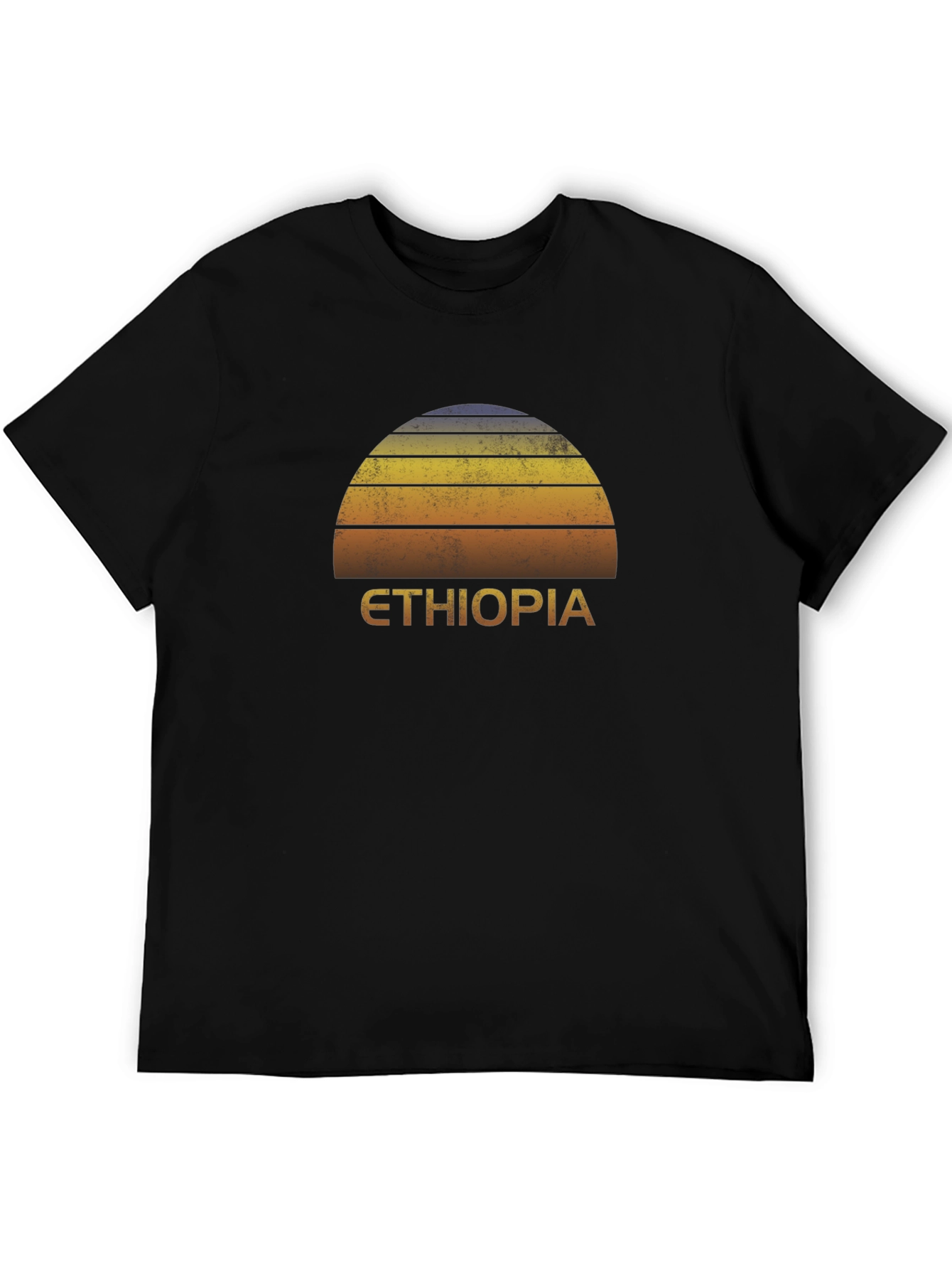 Ethiopia Sunset Graphic Tee - Retro Style Black T-Shirt