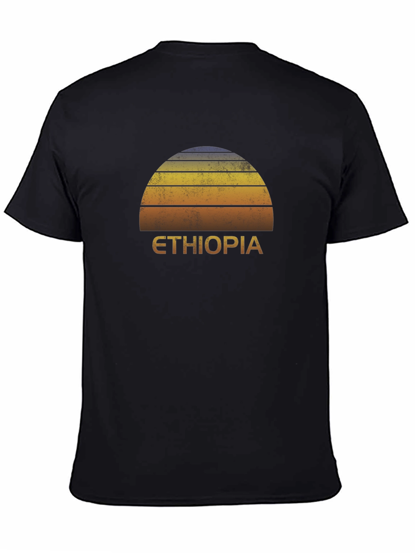 Ethiopia Sunset Graphic Tee - Retro Style Black T-Shirt