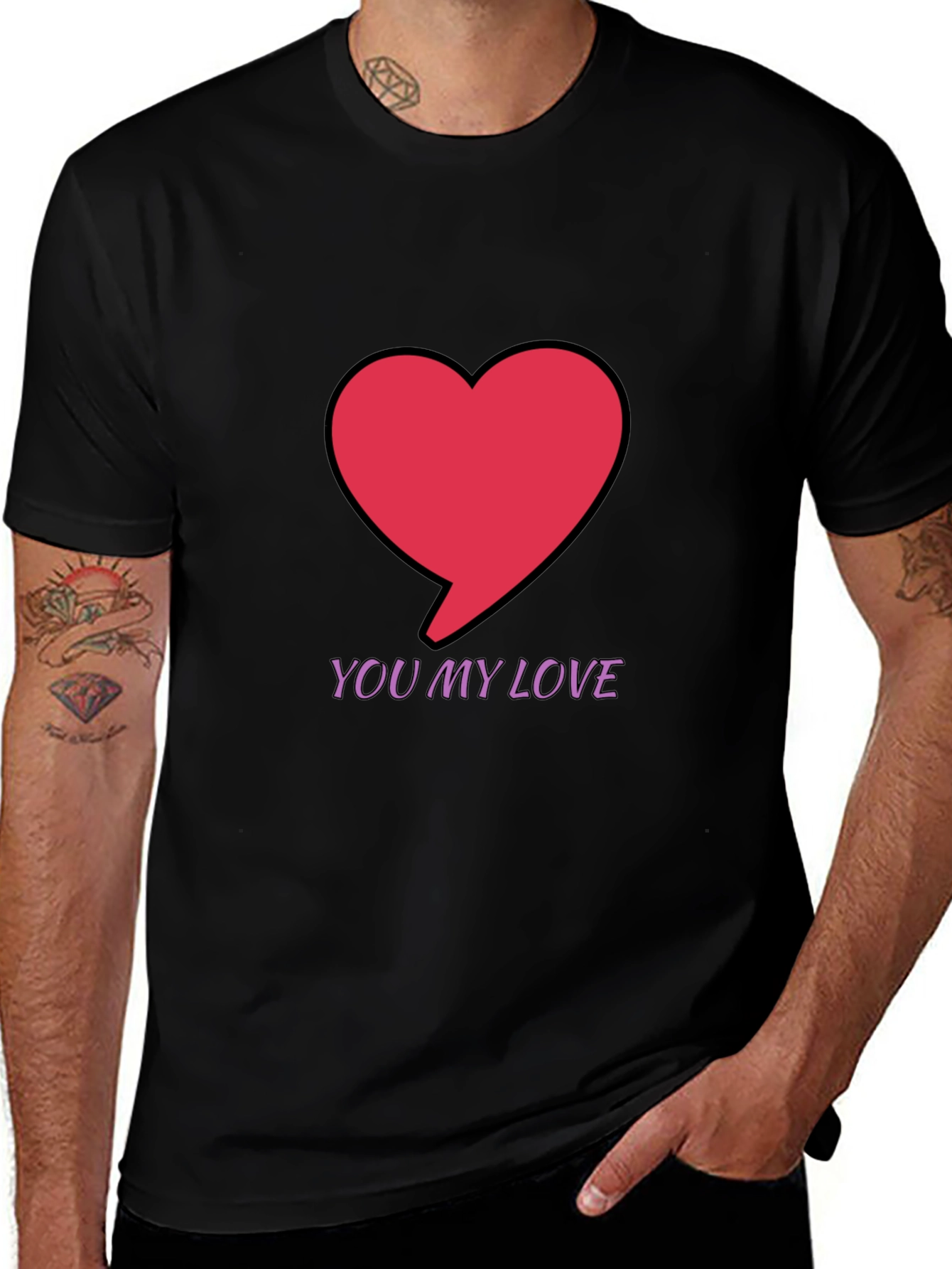 You My Love Graphic Black T-Shirt