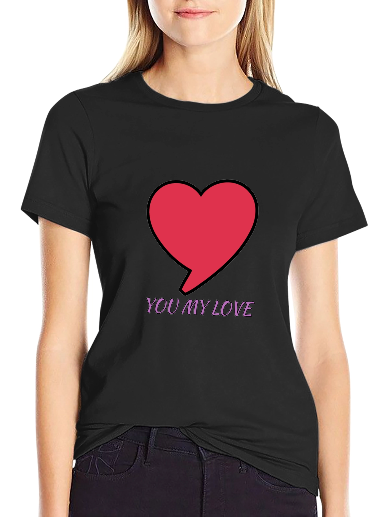 You My Love Graphic Black T-Shirt