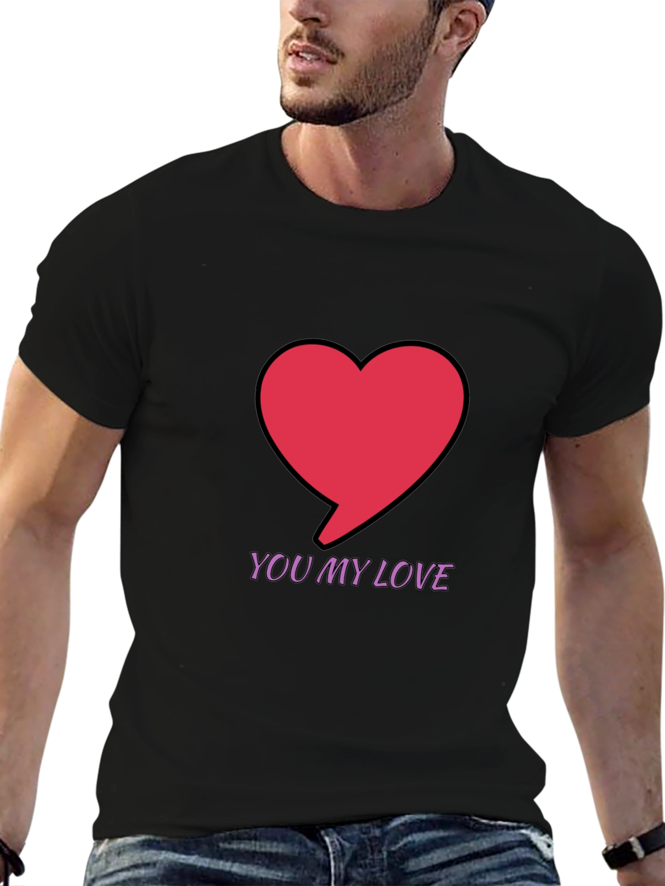 You My Love Graphic Black T-Shirt