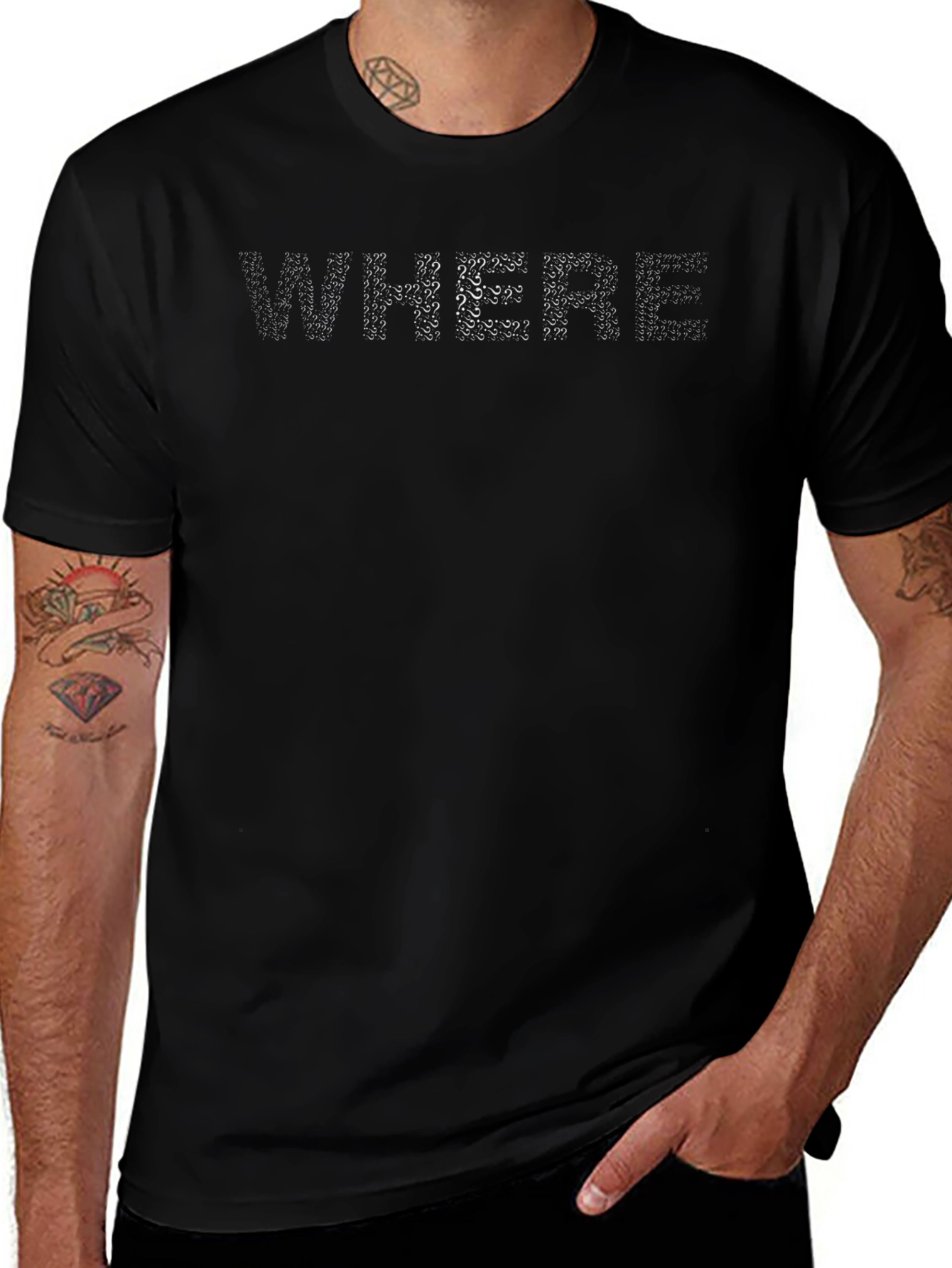 Question Mark WHERE Black T-Shirt