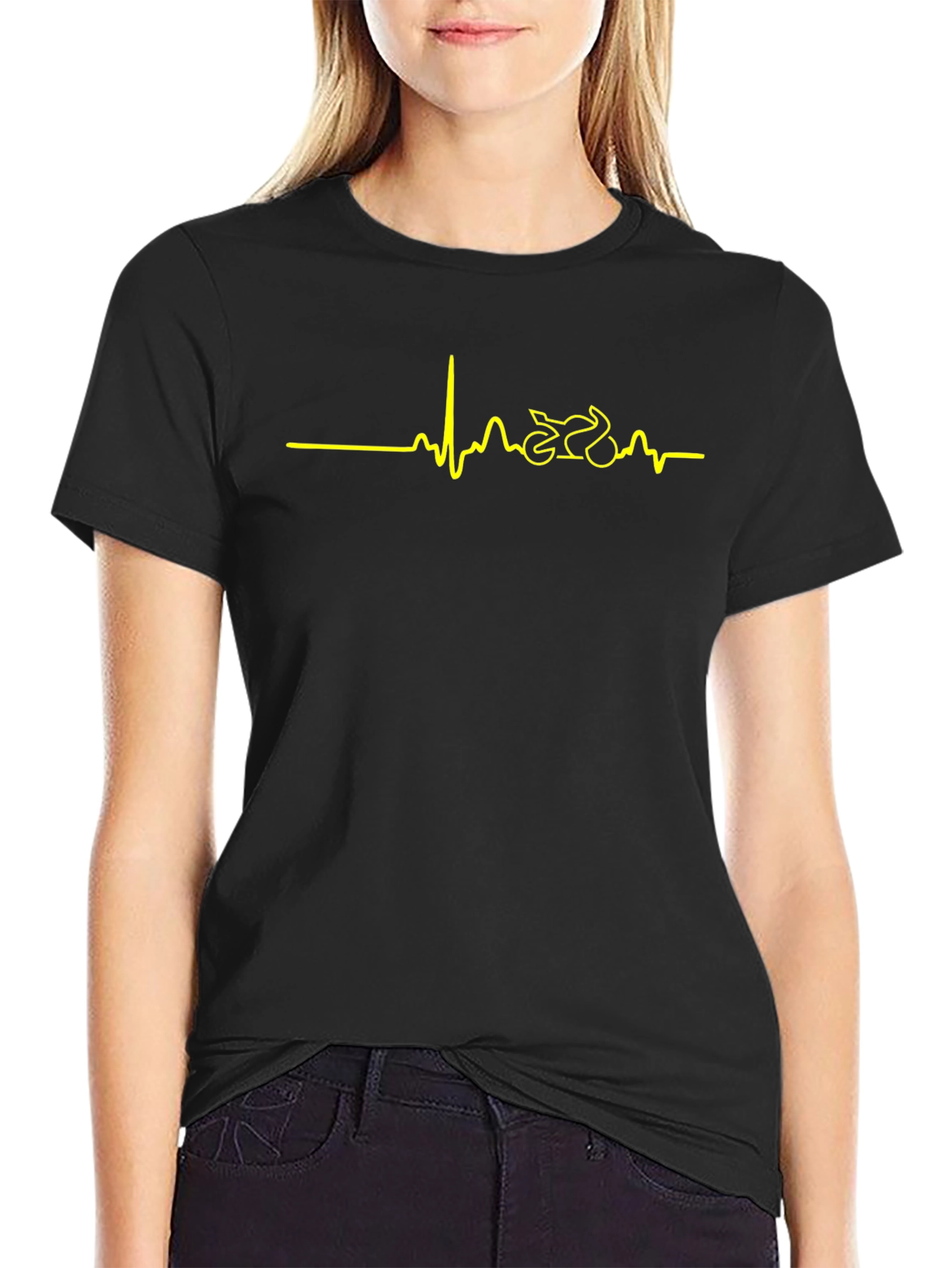 Motorcycle Heartbeat T-Shirt - Black