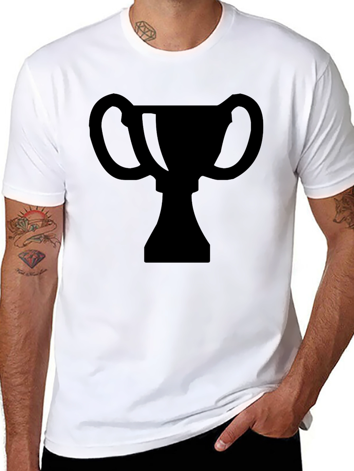 Trophy Graphic Tee -  Black Casual T-Shirt