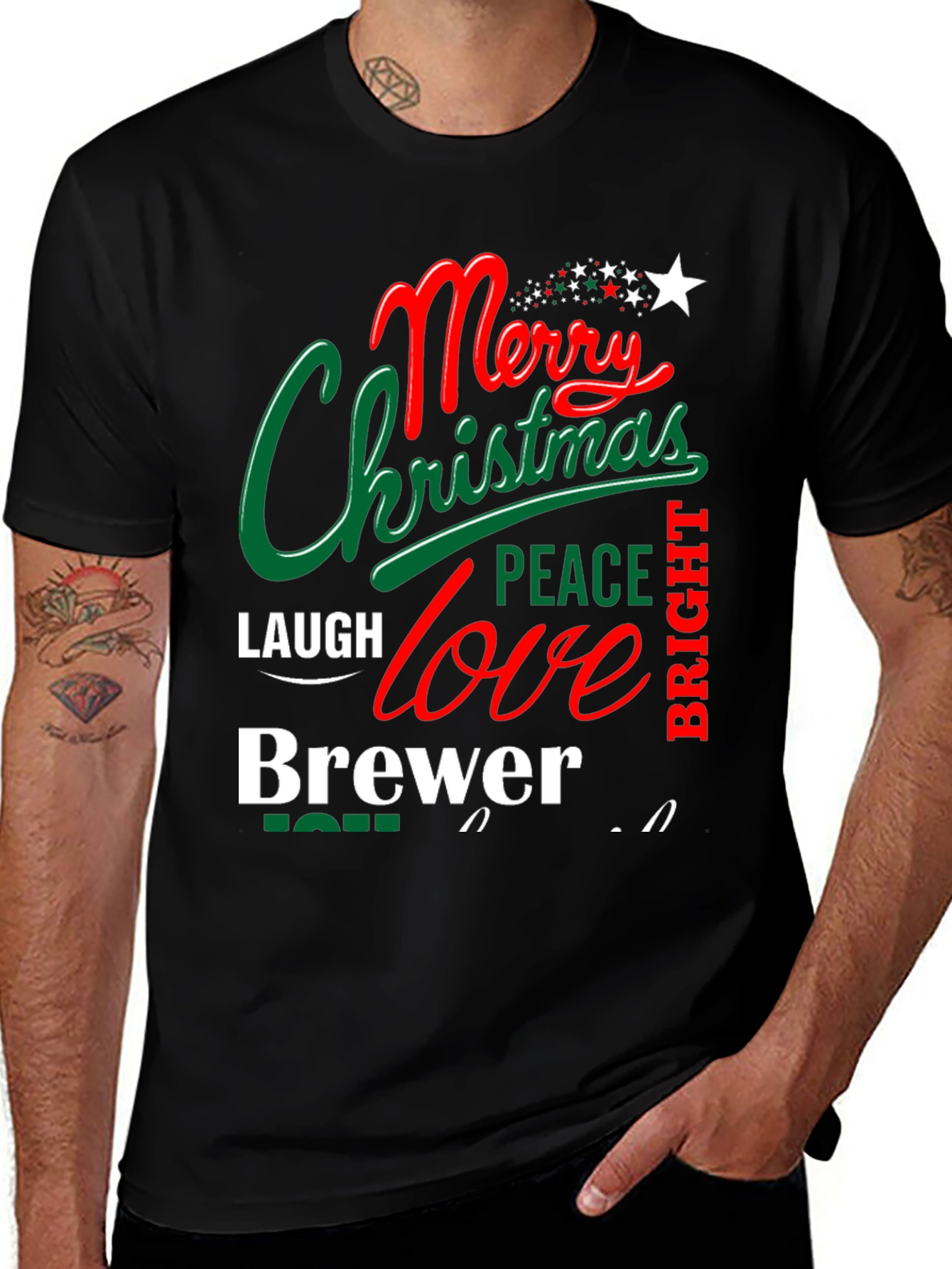 Festive Merry Christmas Brewer Graphic T-Shirt