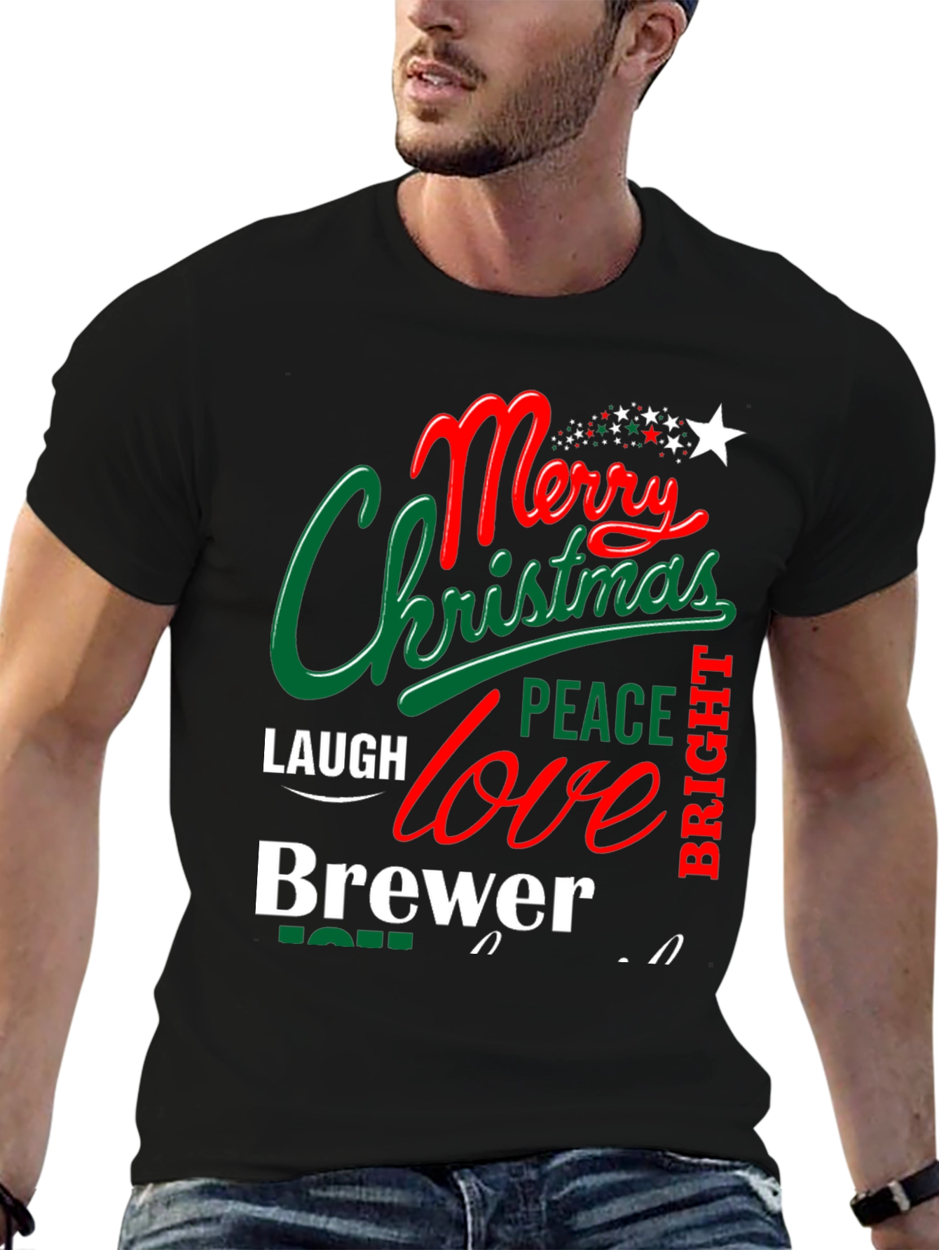 Festive Merry Christmas Brewer Graphic T-Shirt