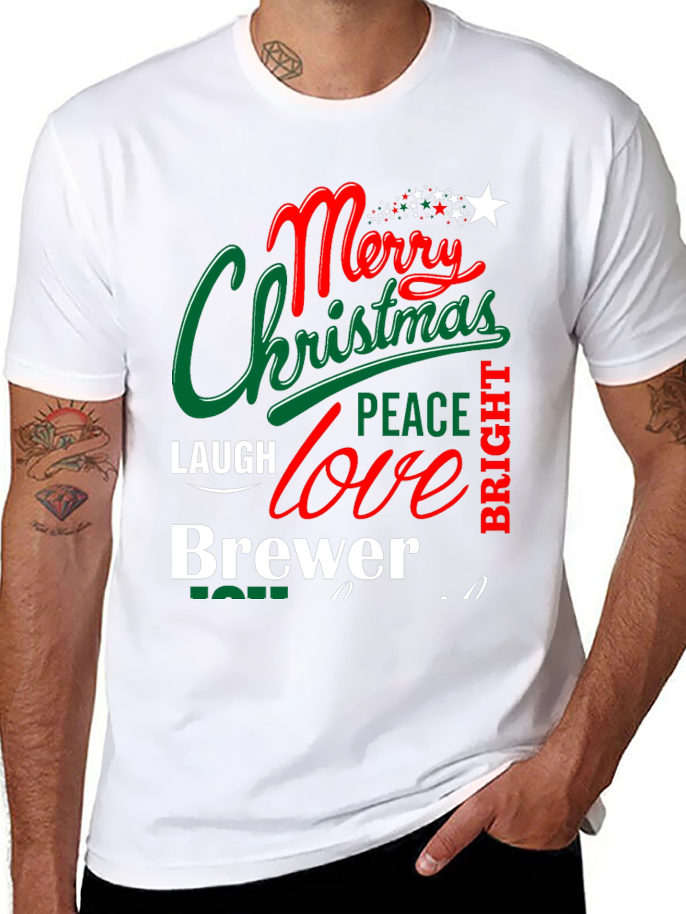 Festive Merry Christmas Brewer Graphic T-Shirt