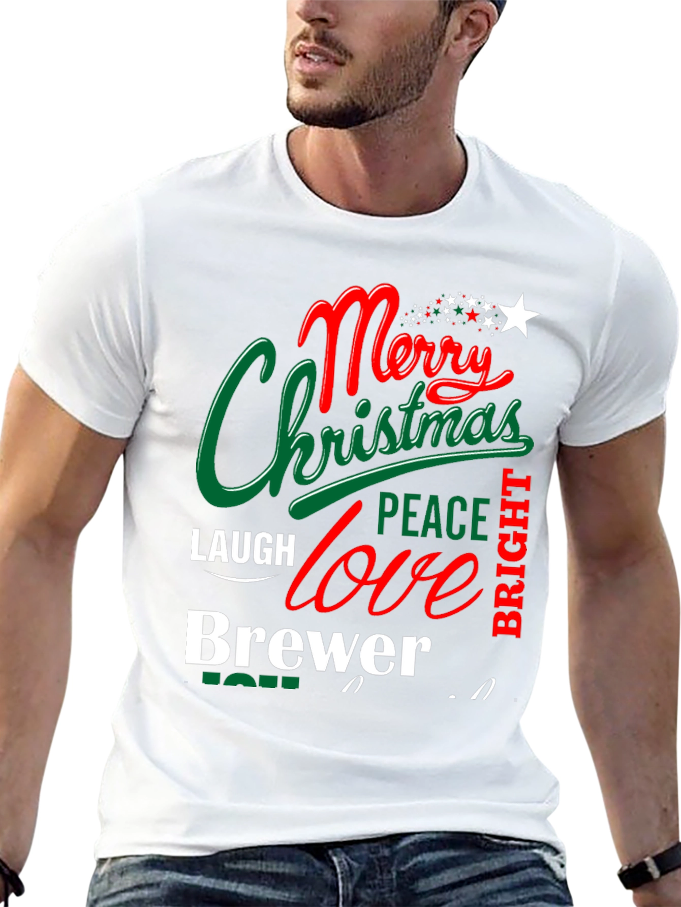 Festive Merry Christmas Brewer Graphic T-Shirt