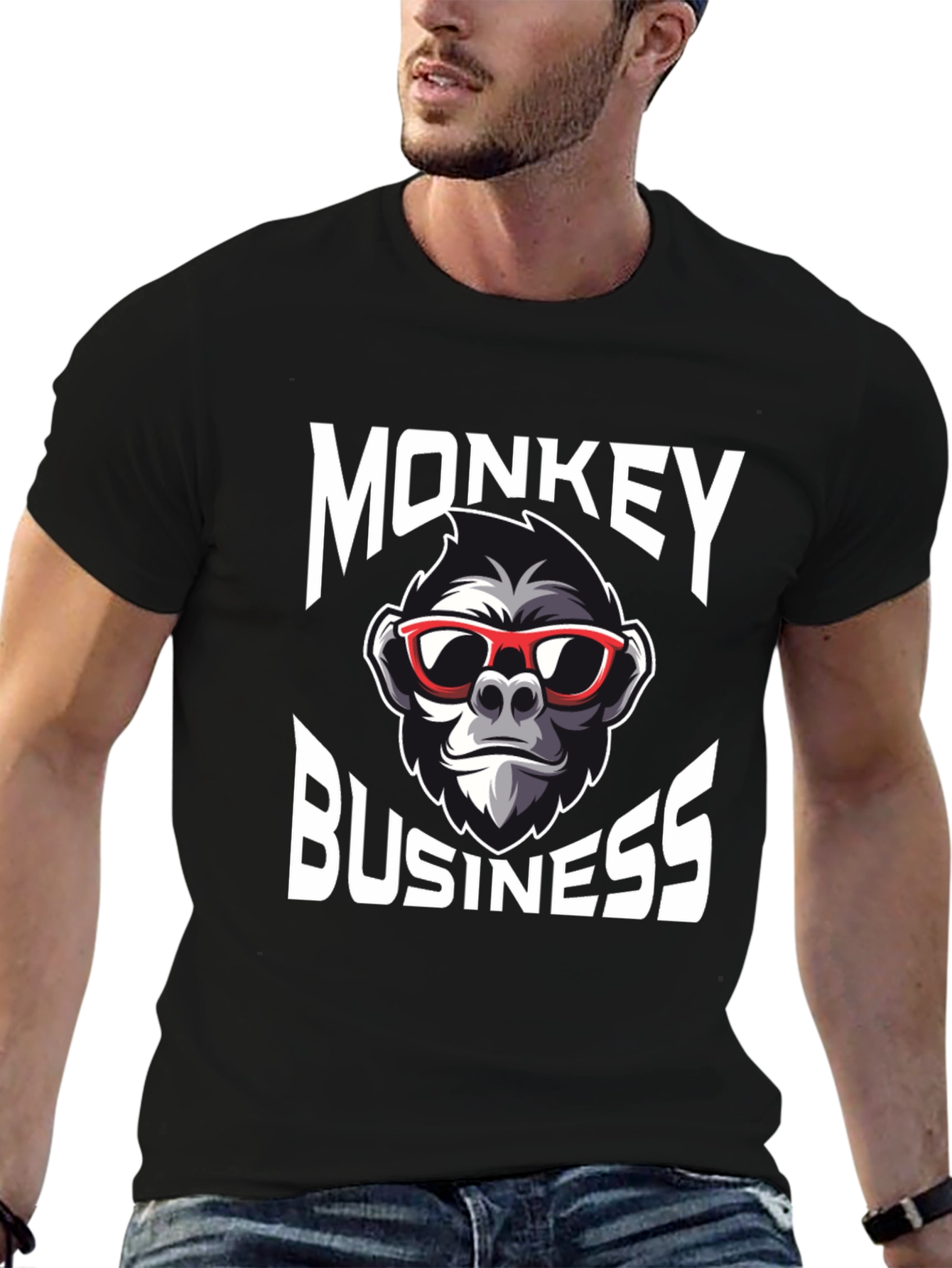 Monkey Business Graphic T-Shirt - Cool Crew Neck Tee