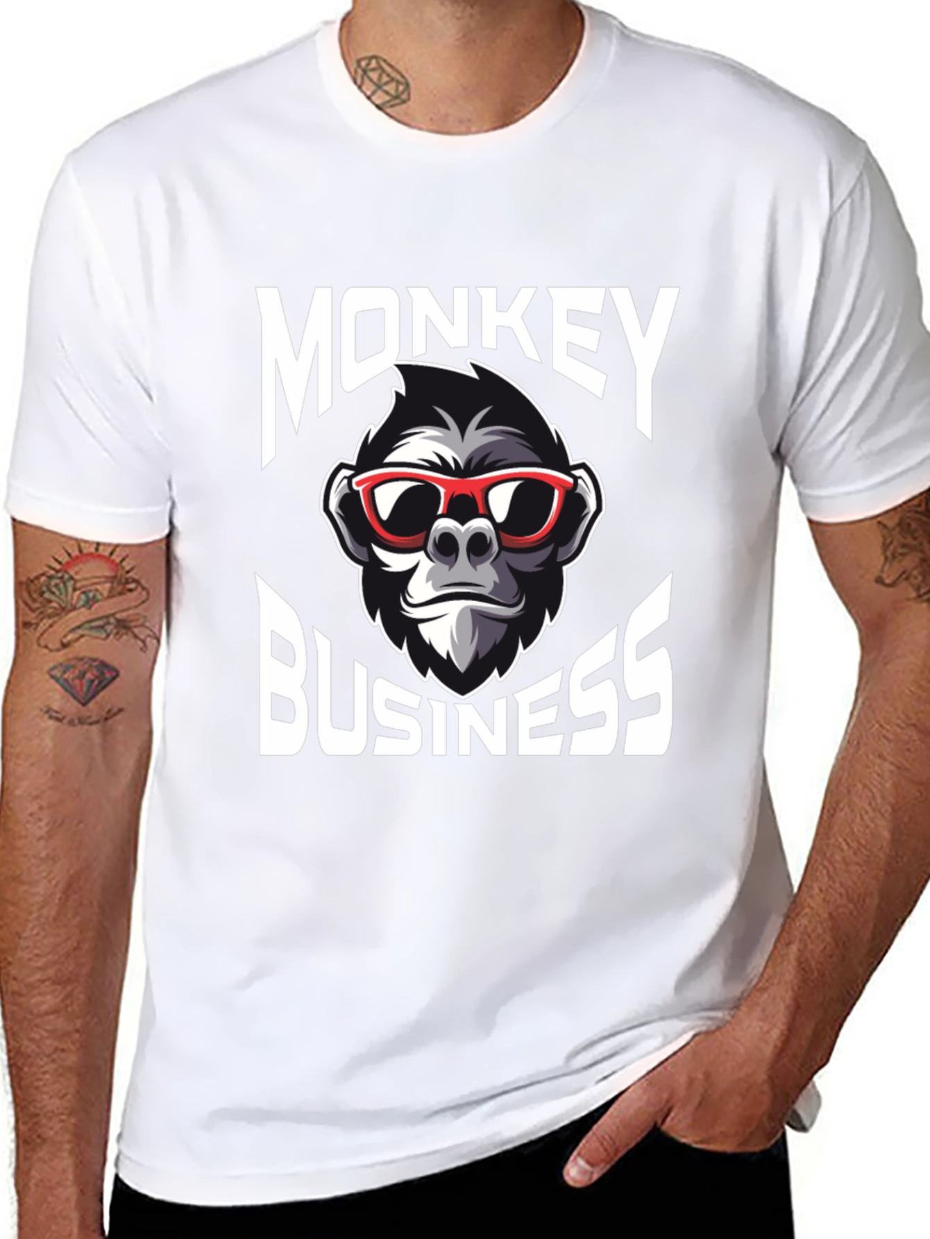 Monkey Business Graphic T-Shirt - Cool Crew Neck Tee