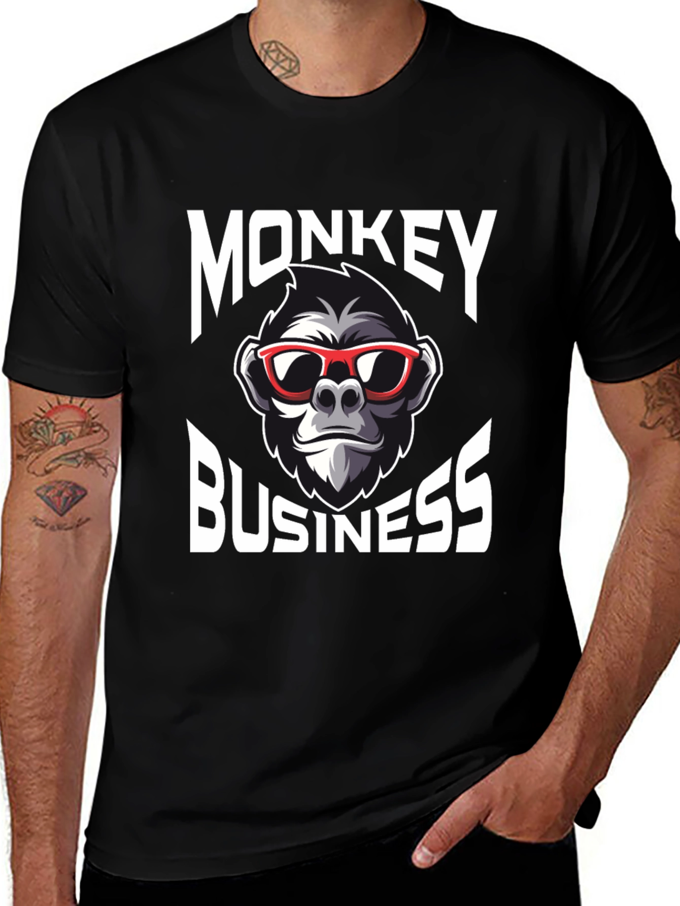 Monkey Business Graphic T-Shirt - Cool Crew Neck Tee