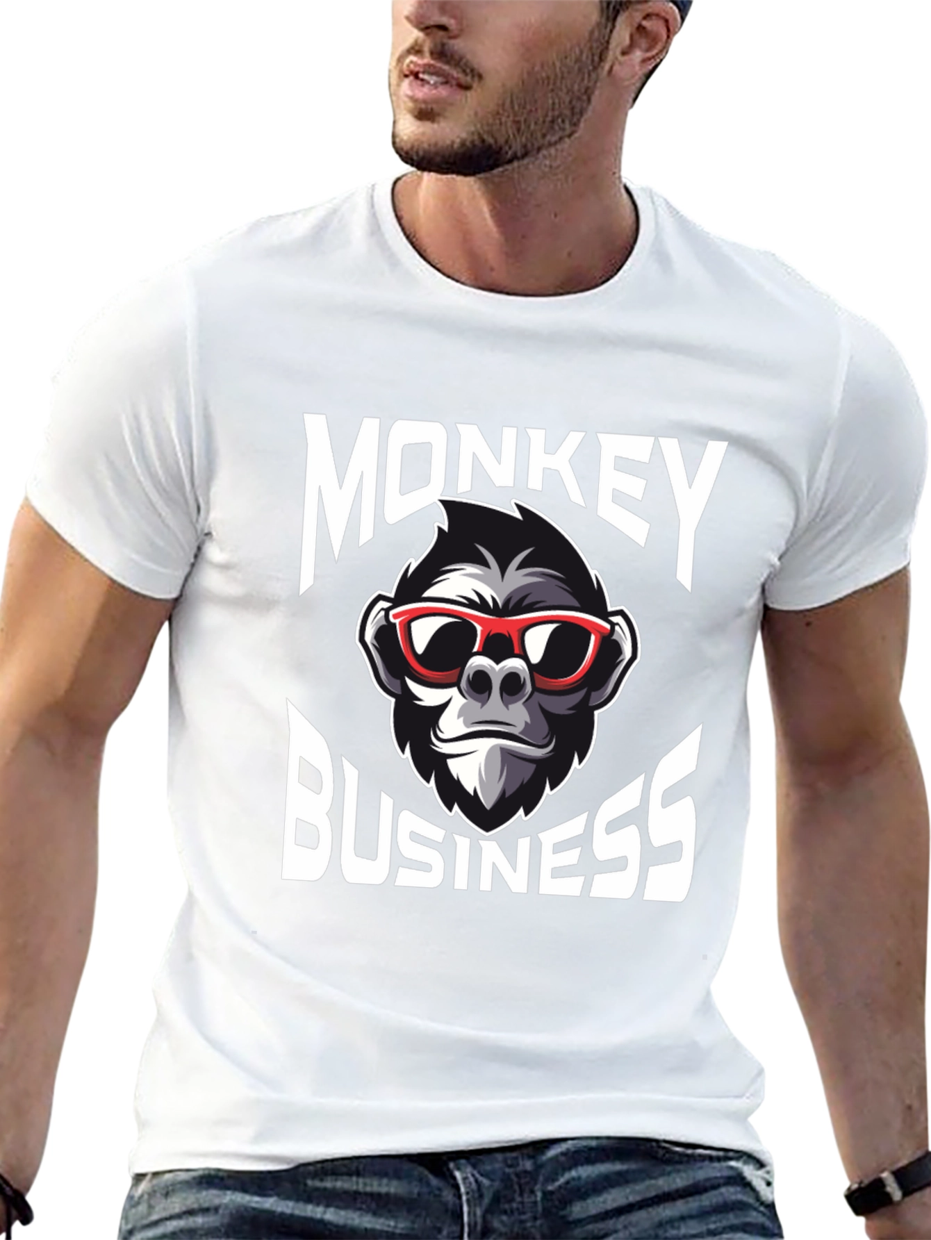Monkey Business Graphic T-Shirt - Cool Crew Neck Tee