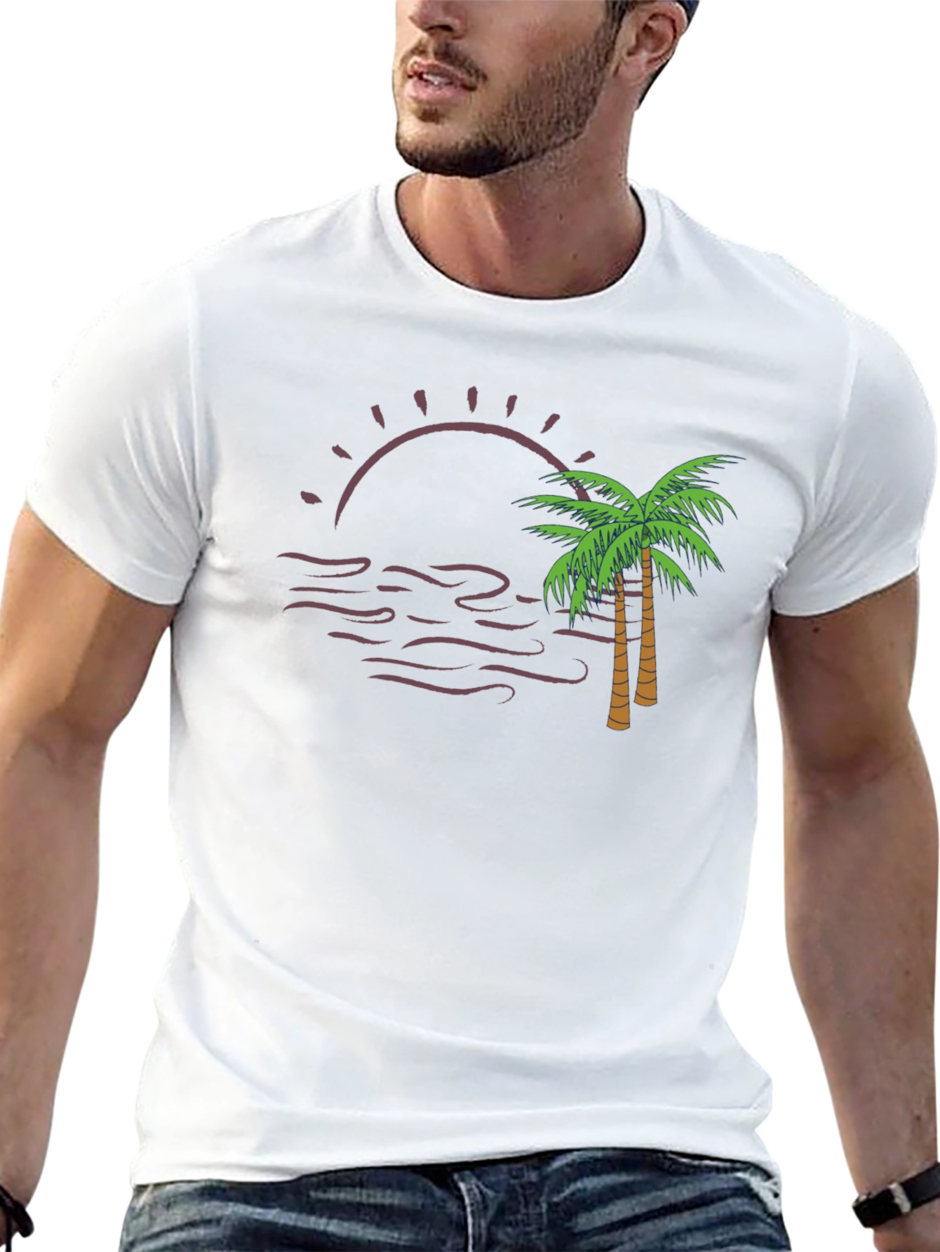Sunset Palm Tee - Black Graphic T-Shirt