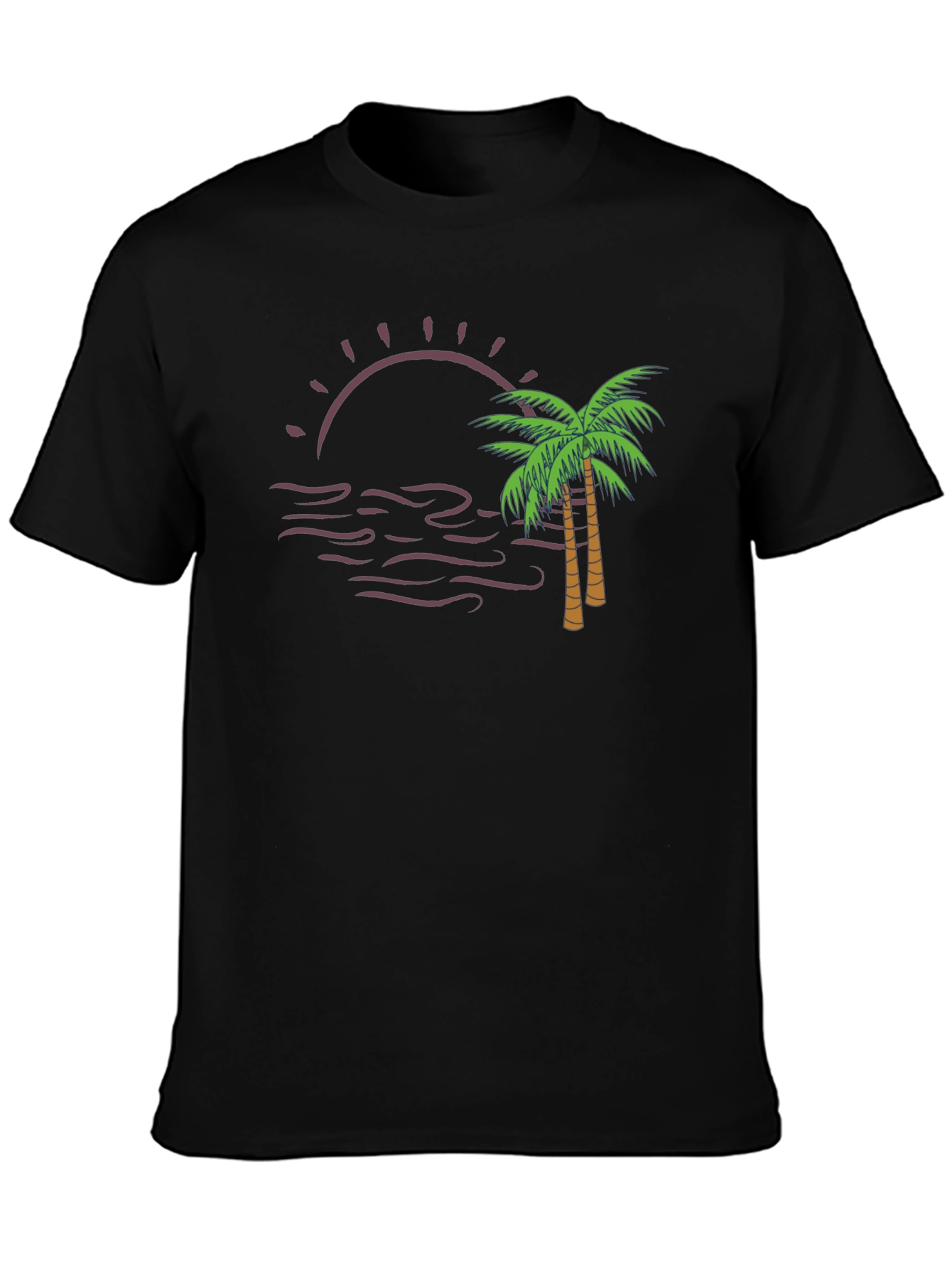 Sunset Palm Tee - Black Graphic T-Shirt
