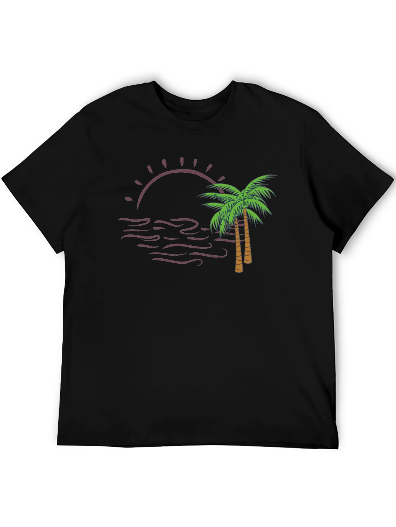 Sunset Palm Tee - Black Graphic T-Shirt