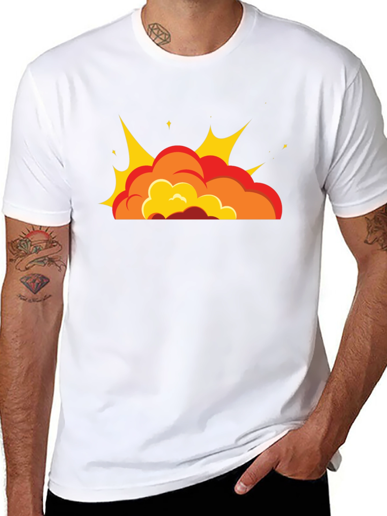 Cartoon Explosion Black T-Shirt