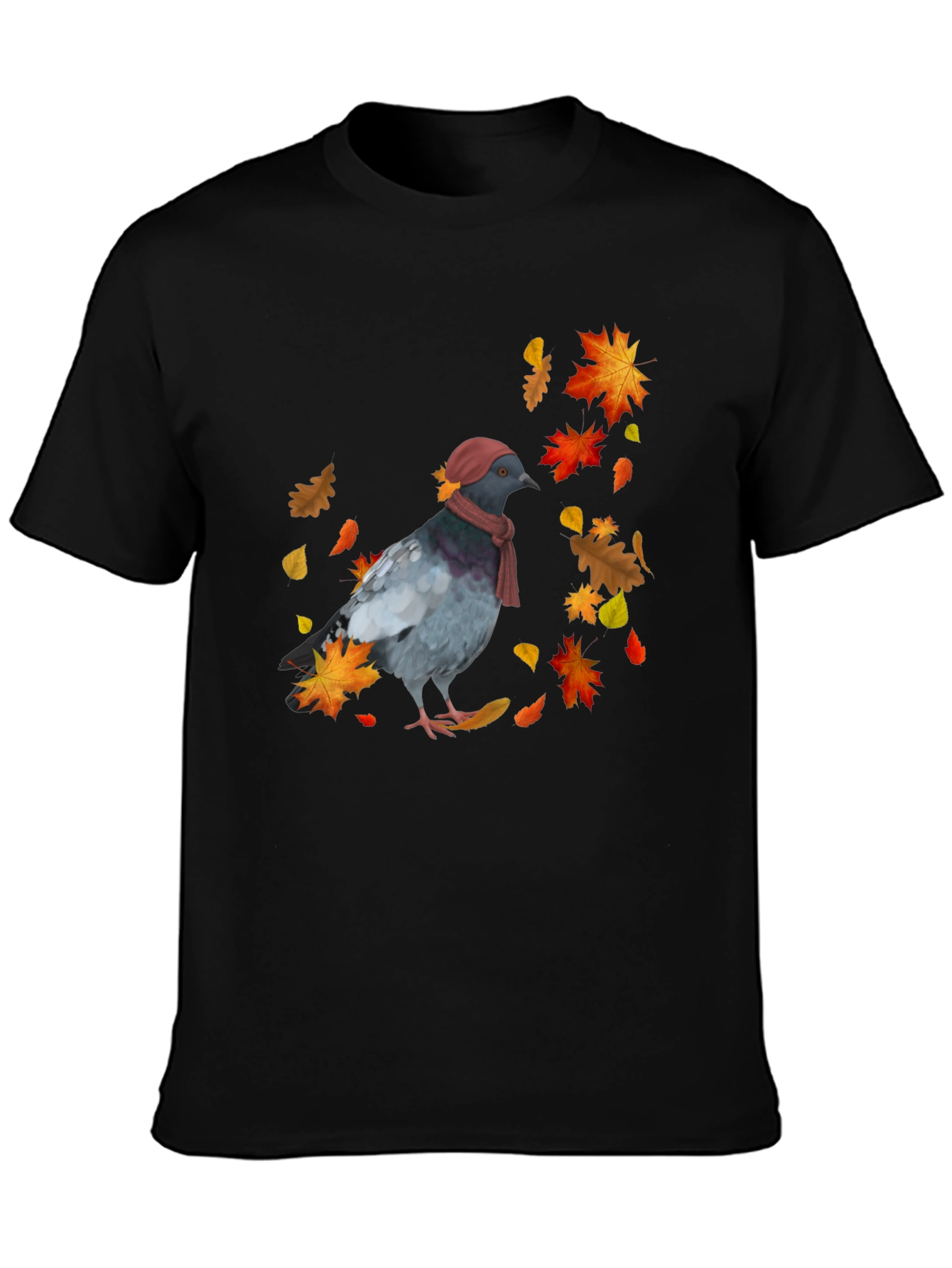 Fall Pigeon T-Shirt - Stylish Bird Autumn Design