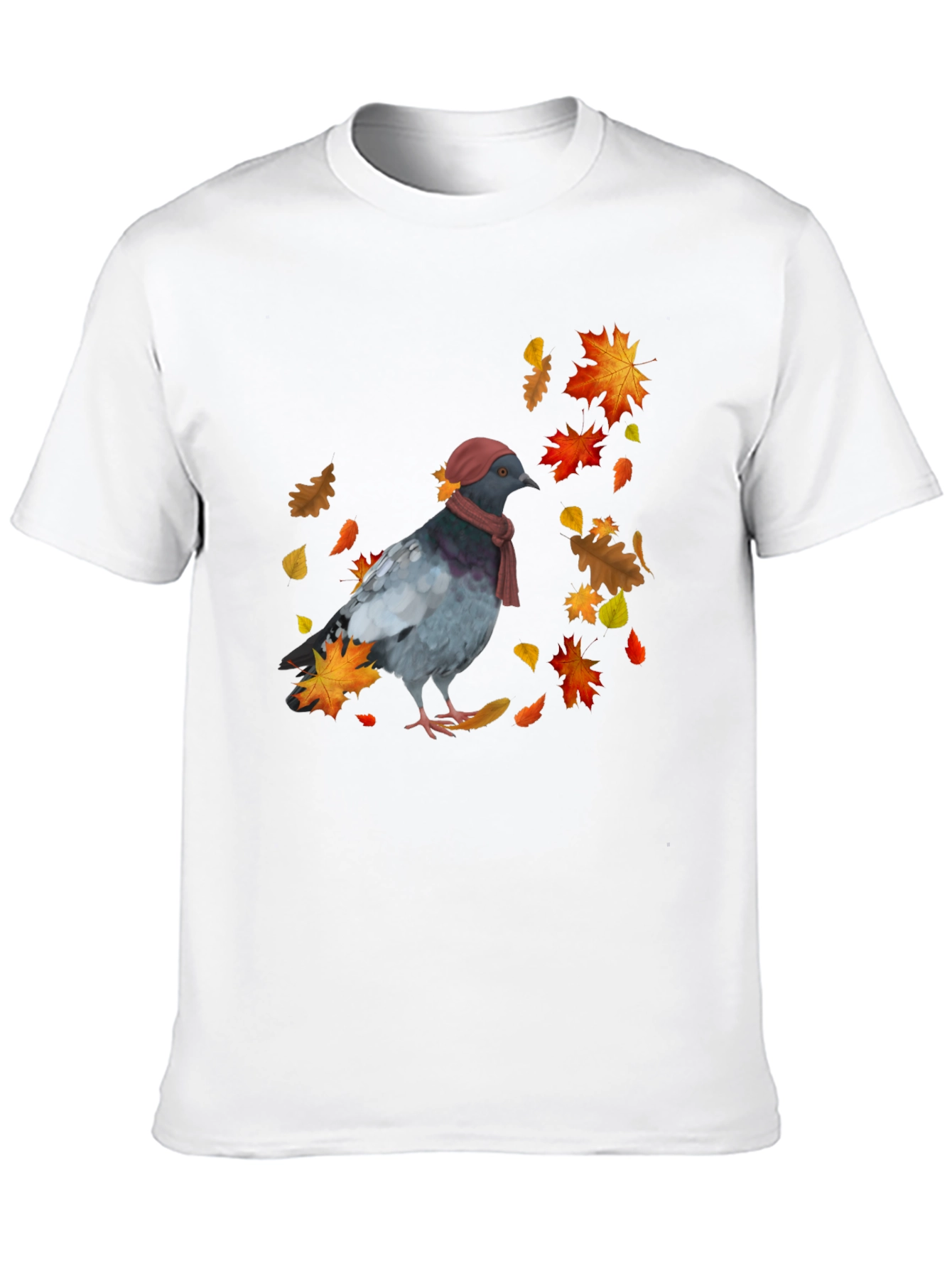 Fall Pigeon T-Shirt - Stylish Bird Autumn Design