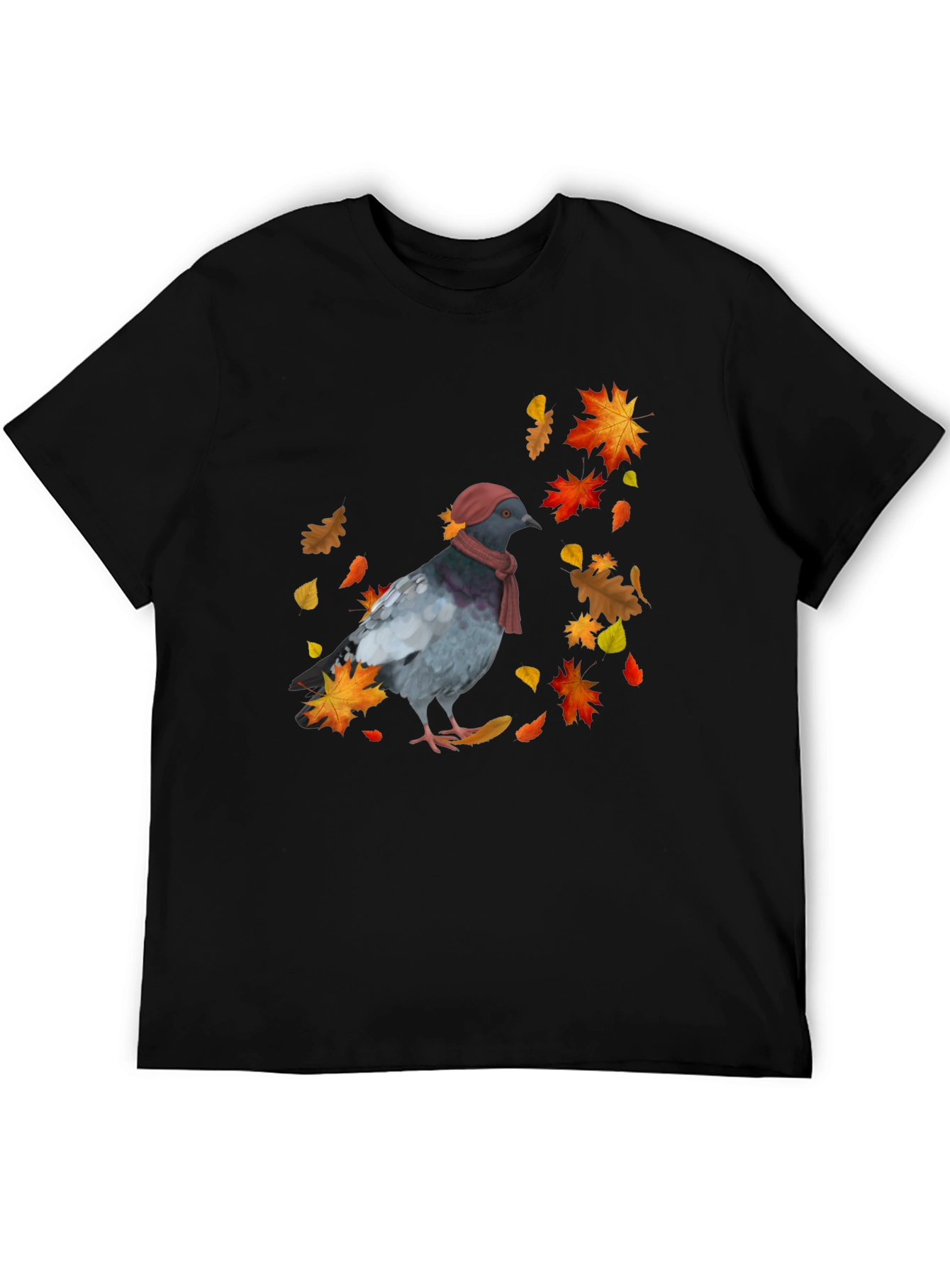 Fall Pigeon T-Shirt - Stylish Bird Autumn Design