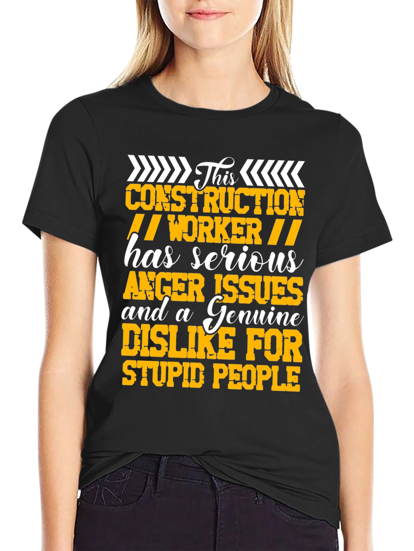 Construction Worker Serious Anger Issues Graphic Tee