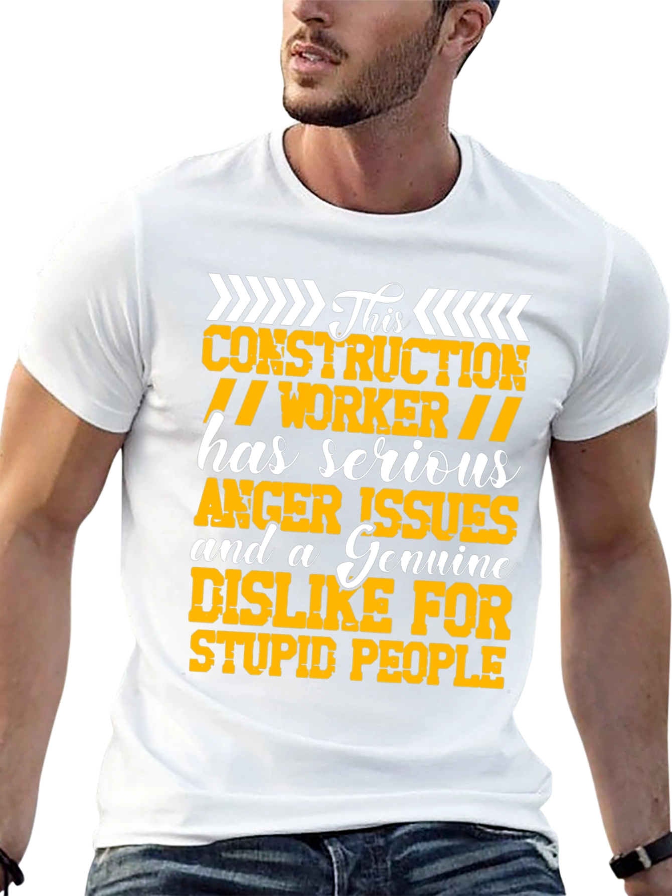 Construction Worker Serious Anger Issues Graphic Tee