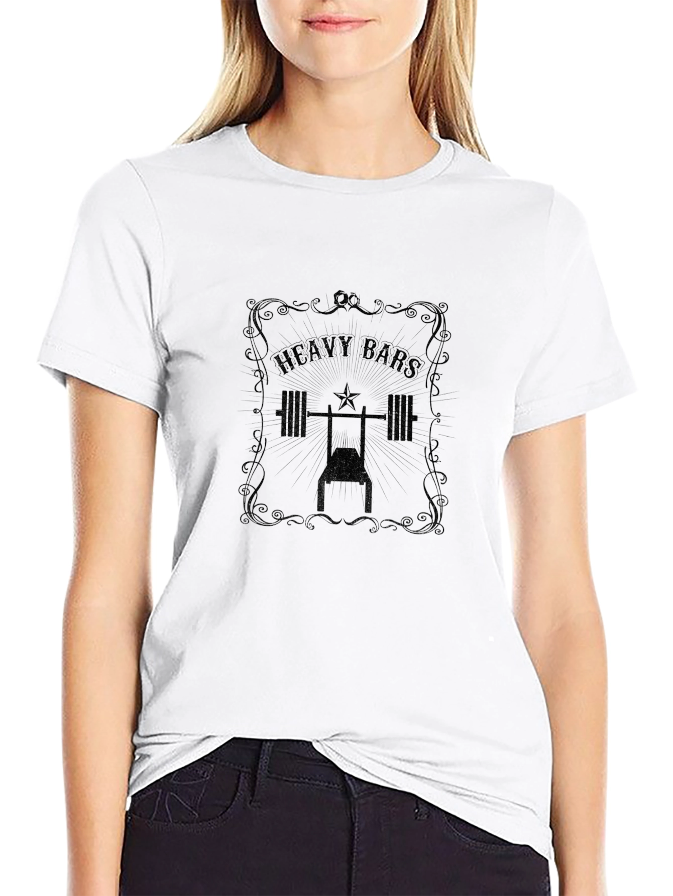 Heavy Bars Graphic Tee - Black Cotton Gym Shirt