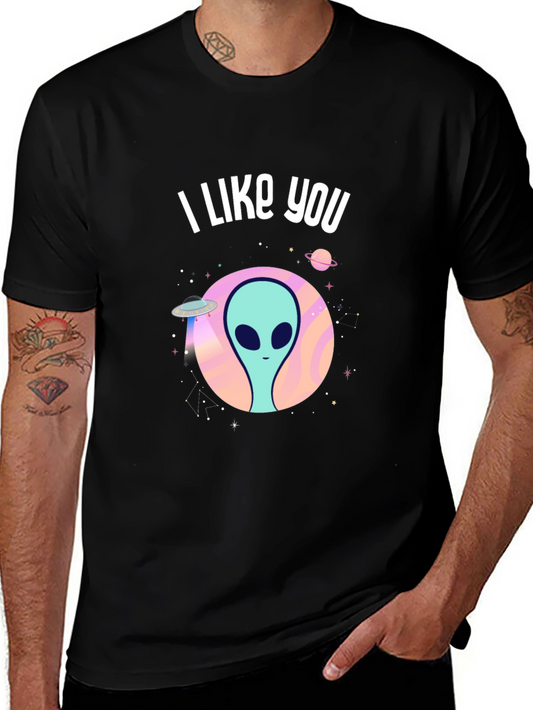 I Like You Alien Graphic Tee - Black Cotton T-Shirt