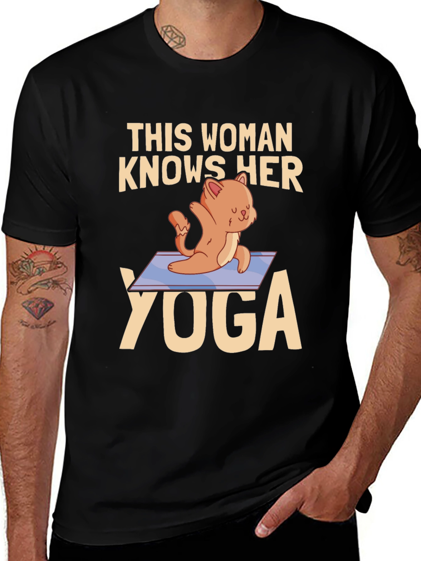 Womans Cat Yoga Graphic T-Shirt