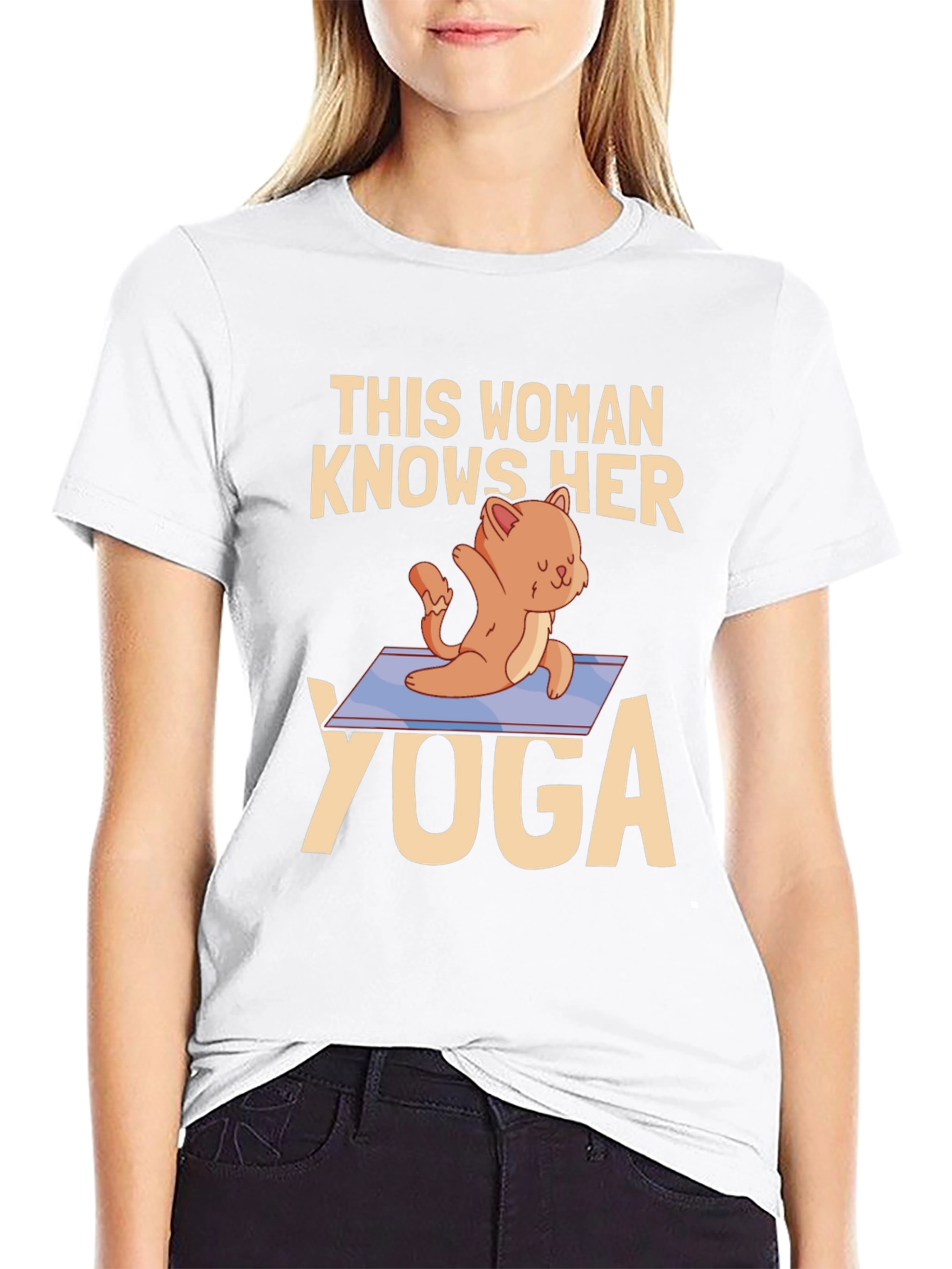 Womans Cat Yoga Graphic T-Shirt