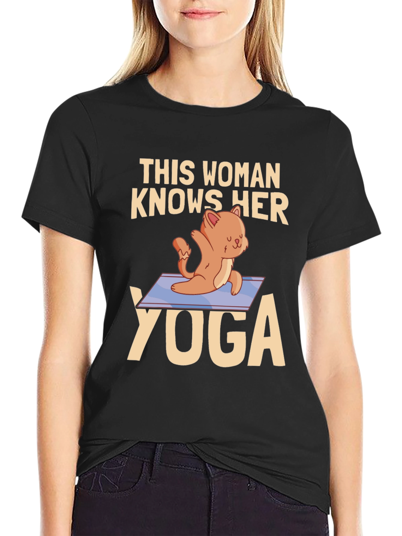 Womans Cat Yoga Graphic T-Shirt