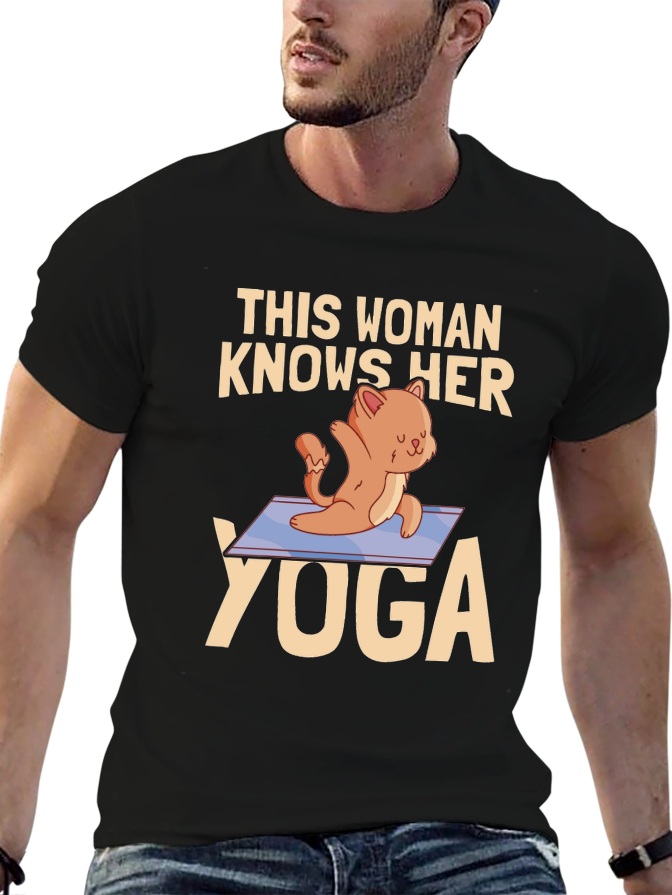 Womans Cat Yoga Graphic T-Shirt