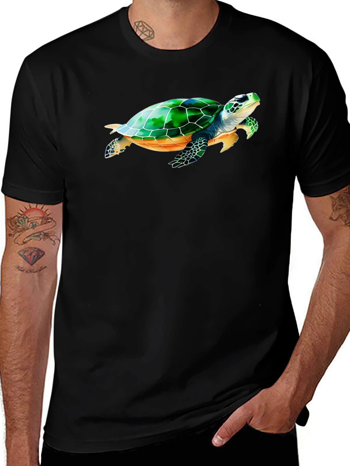 Sea Turtle Graphic Black T-Shirt